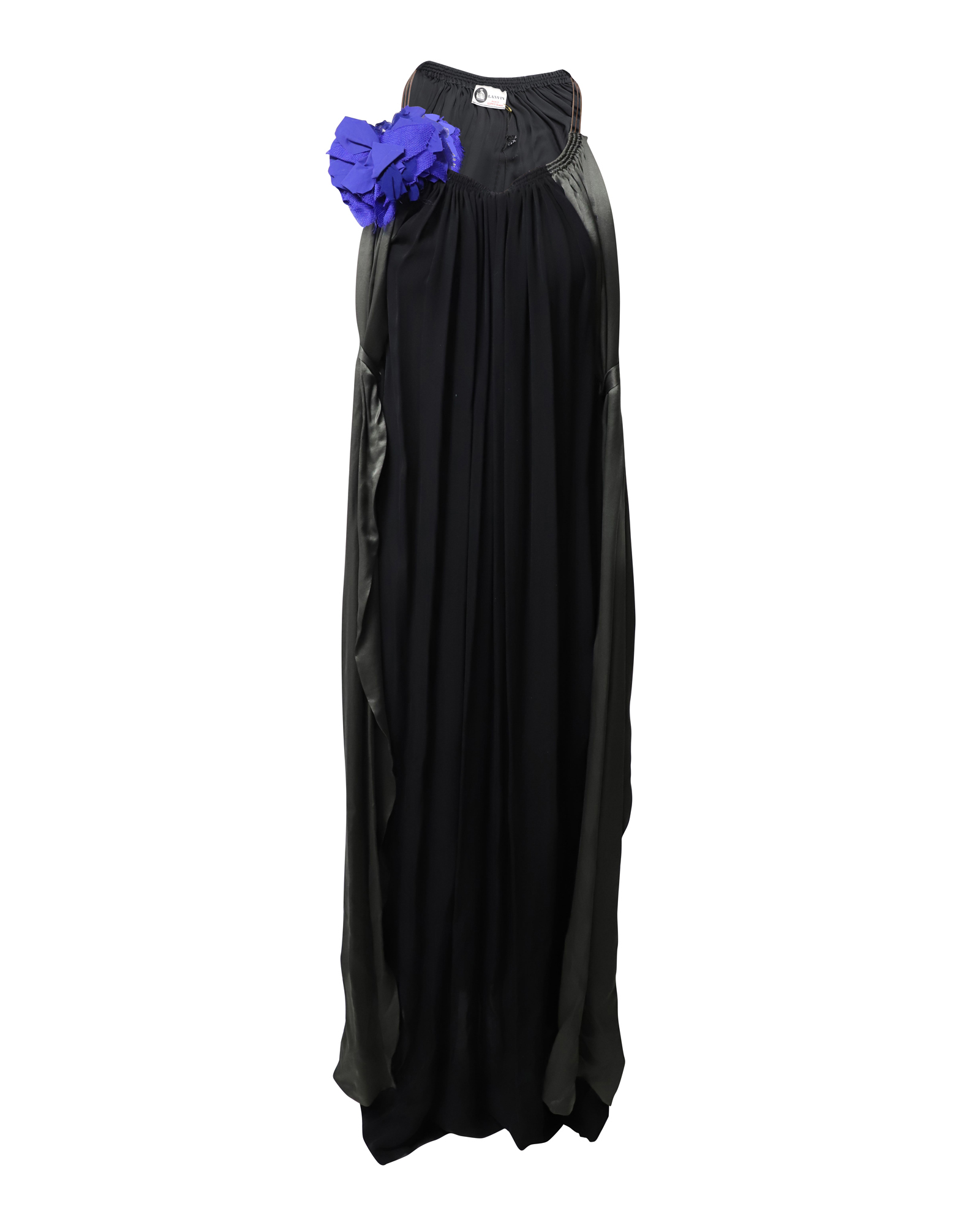 Lanvin Pre-owned Womens Flower Applique Evening Dress in Black Silk – Size X-Small