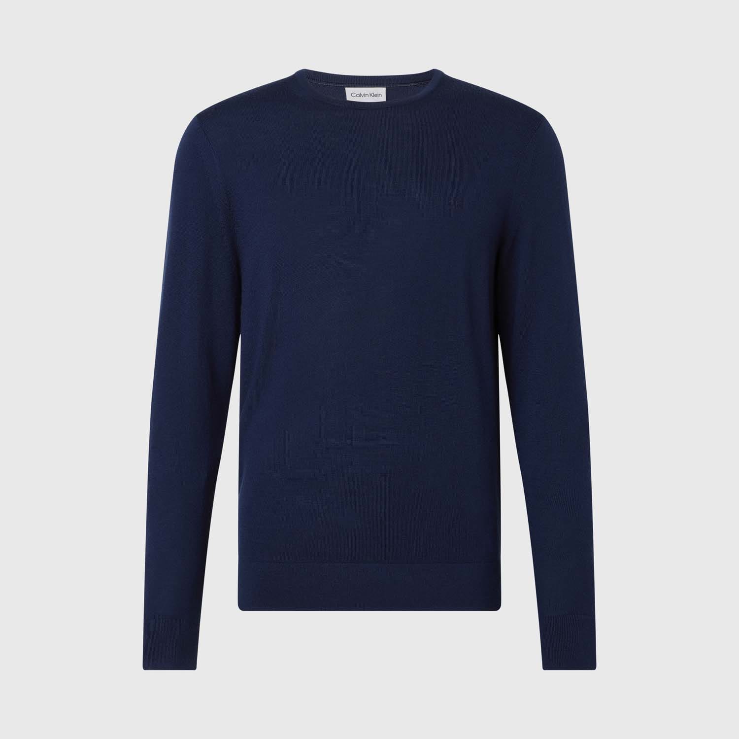 Thumbnail - Herren Calvin Klein Merinowolle Pullover in Marineblau