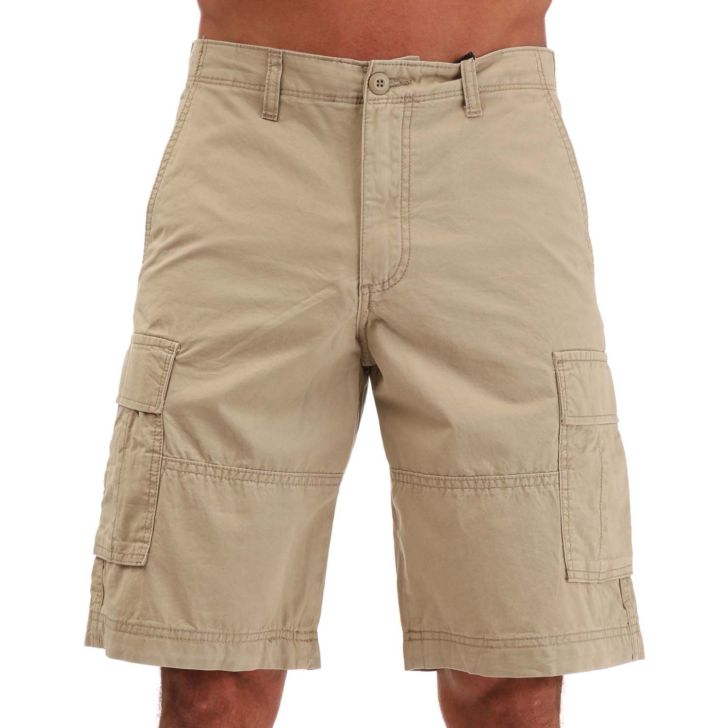 Jack & Jones Mens Zeus Cargo Shorts in Beige Cotton - Size Small