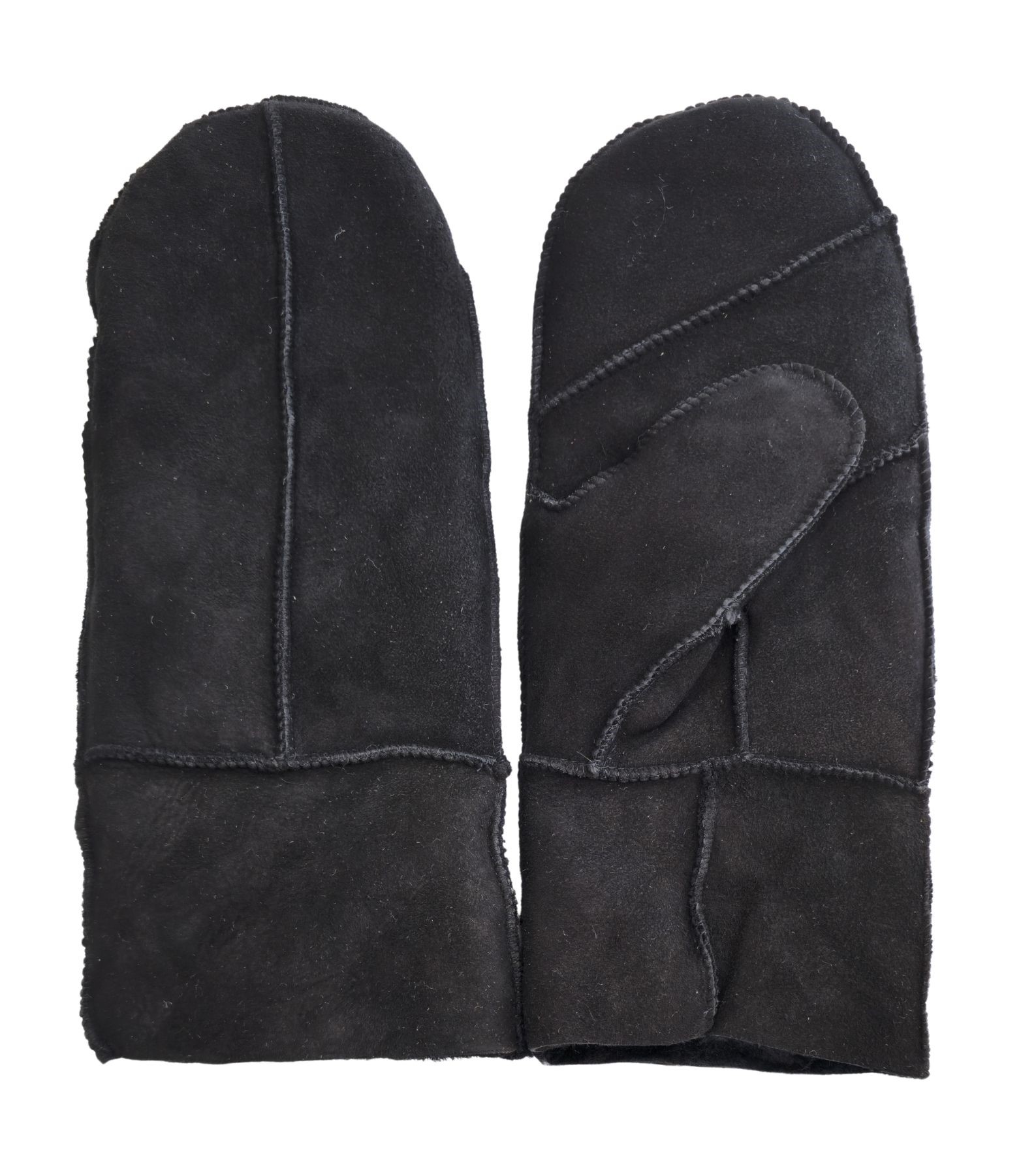 Infinity Leather Womens Black Genuine Real Sheepskin Suede Mittens Warm Gloves fingervantar dam – bild 2