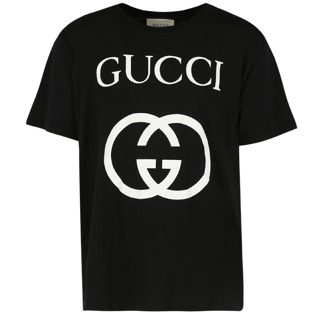 Gucci Interlocking GG Logo Slim Fit Black T-Shirt