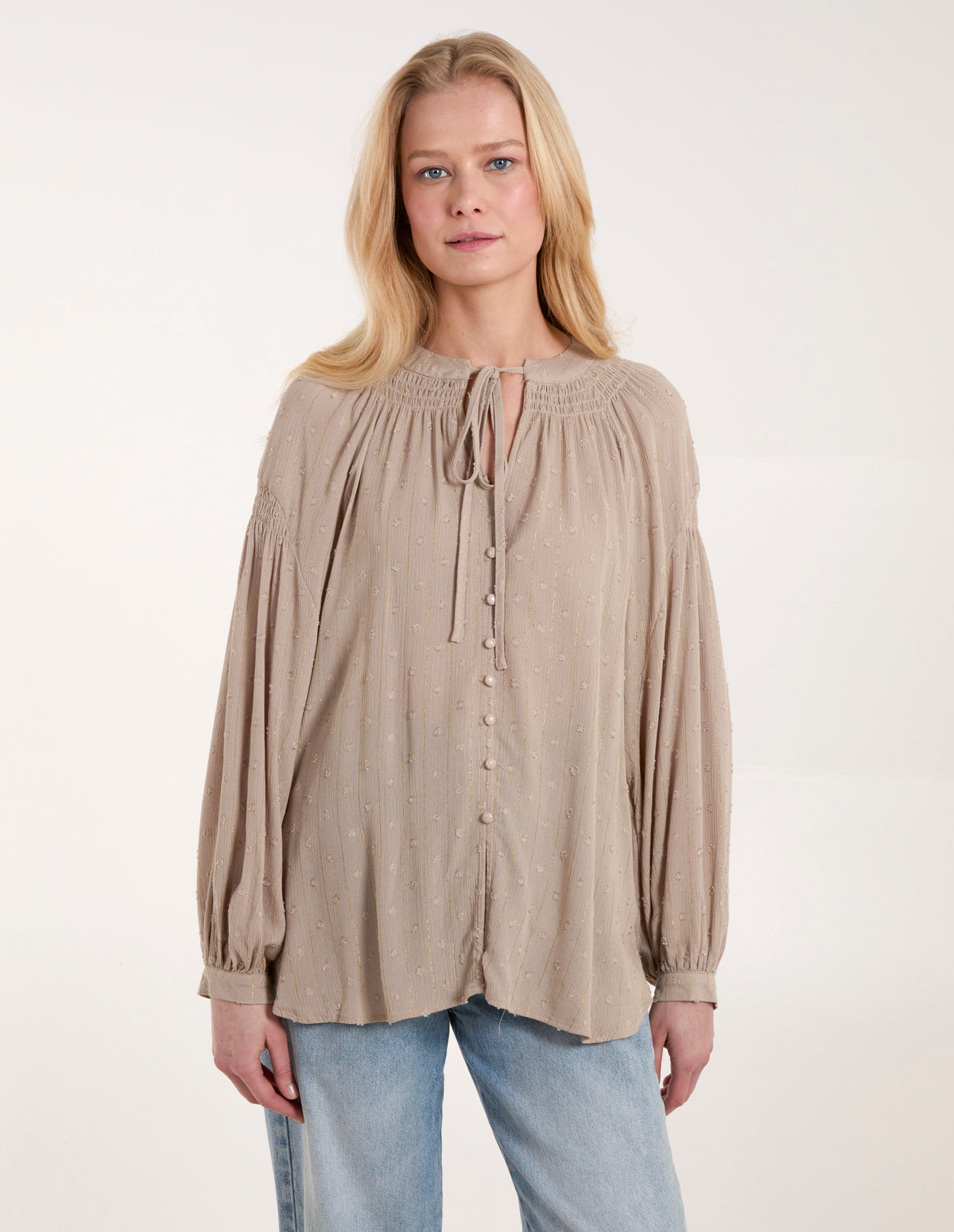 Blue Vanilla Womens Long Sleeve Button Down Shirt - Mocha - Size Medium/Large