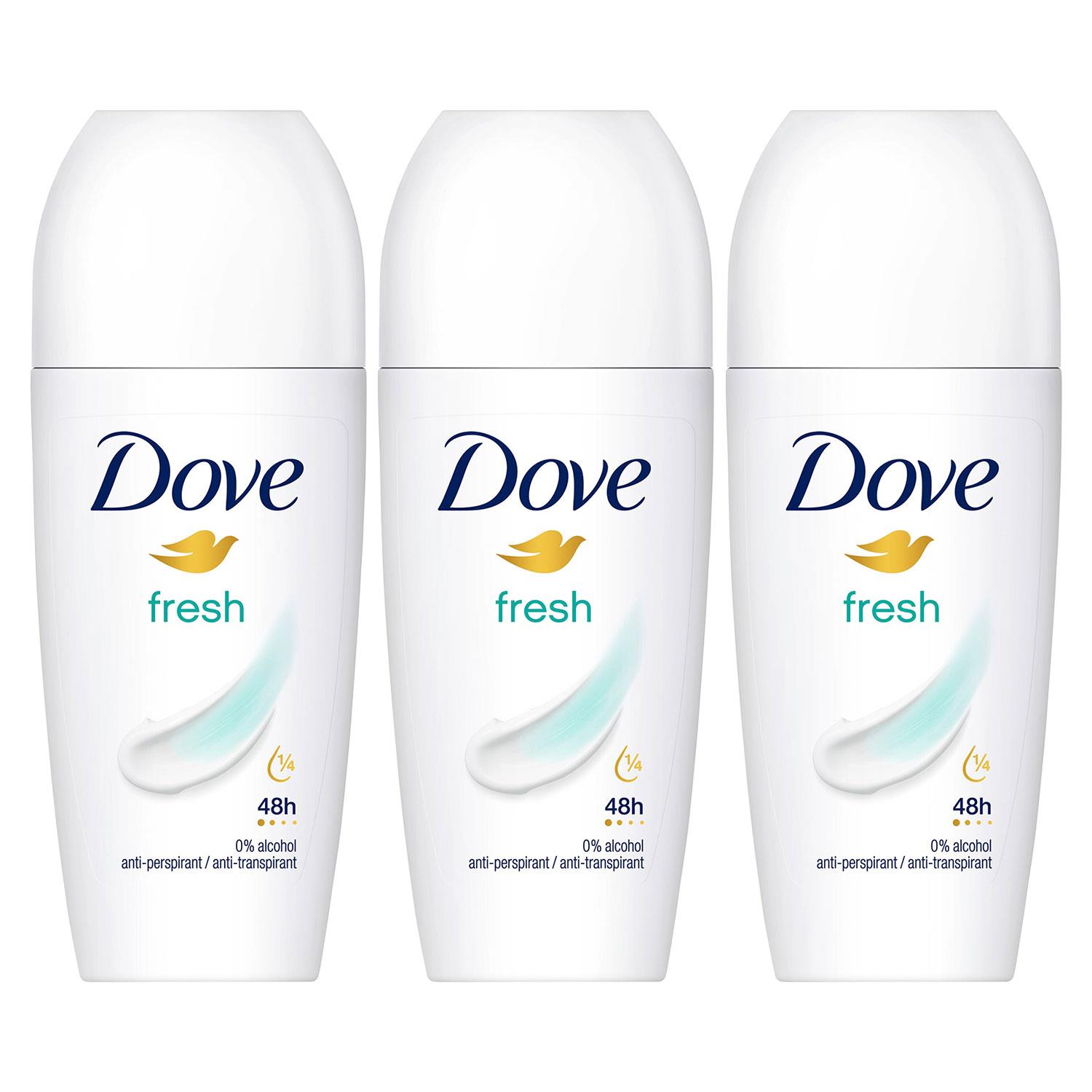 Thumbnail - Dove Fresh Roll-On Antitranspirant bis zu 48 Stunden Schutz vor Schweiß und Geruch, 3x50ml