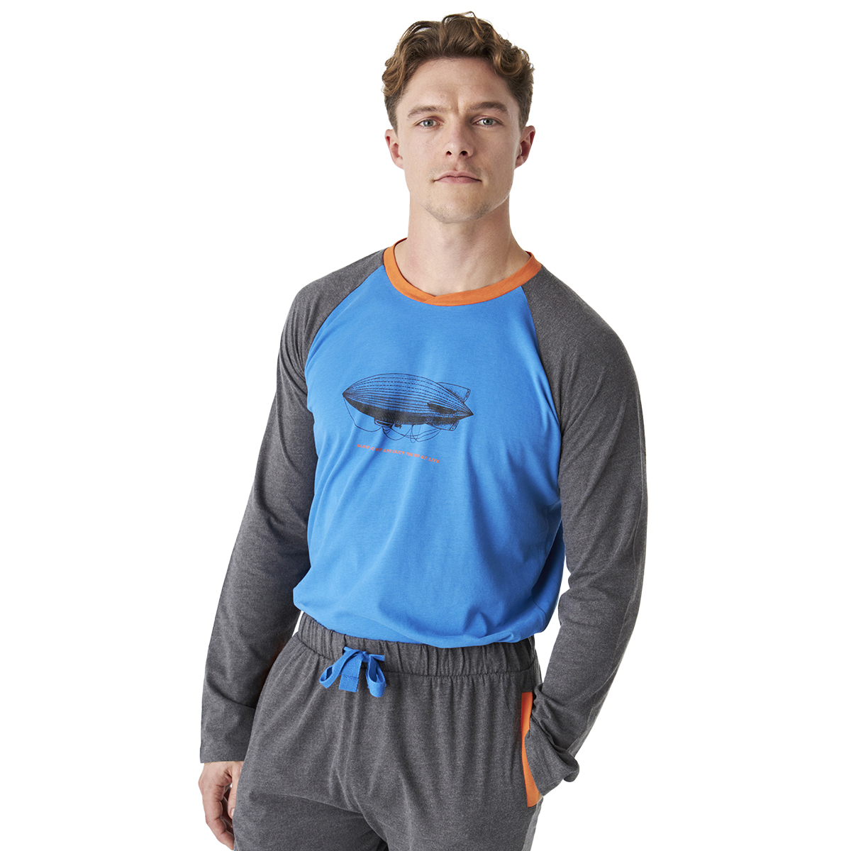 J & J Brothers Pyjamas i bomull för män långärmad rund hals JJBEP6100 herr – bild 2