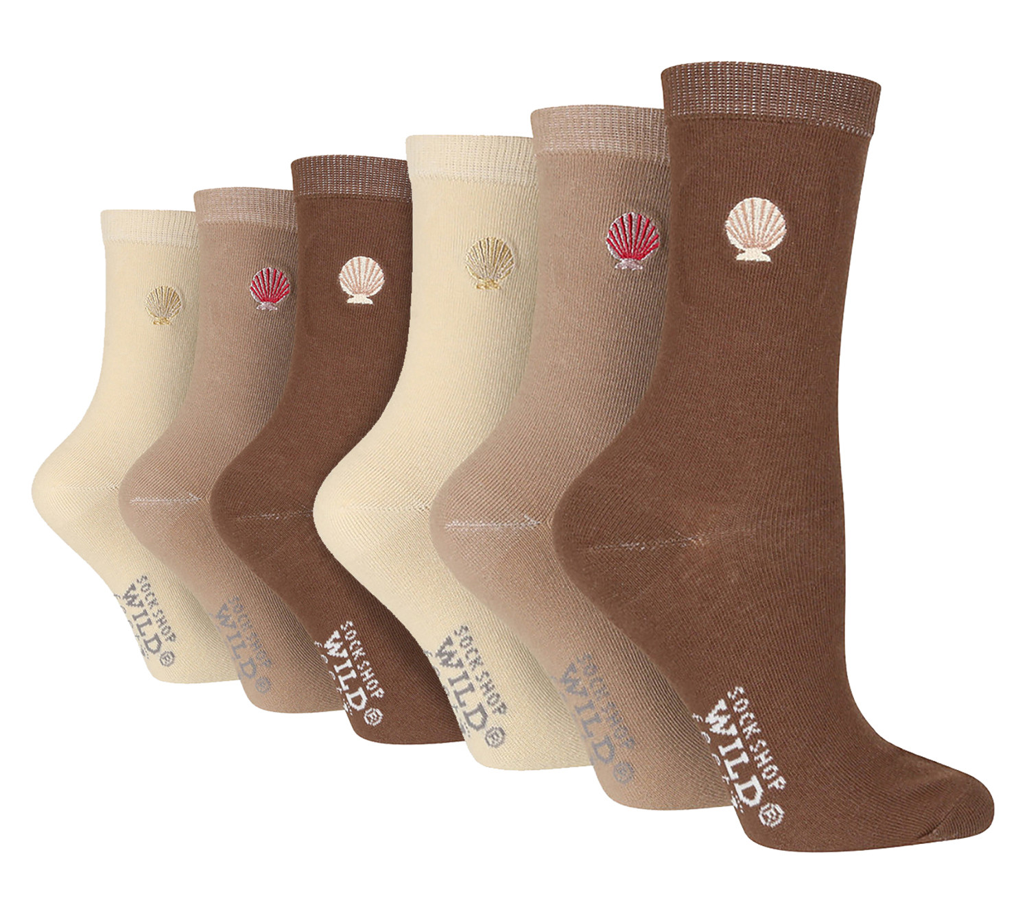 Thumbnail - 6 Pack Damen Schwarz Neuheit Socken | Wildfeet | Niedliche bestickte Socken in Baumwolle - Multicolour