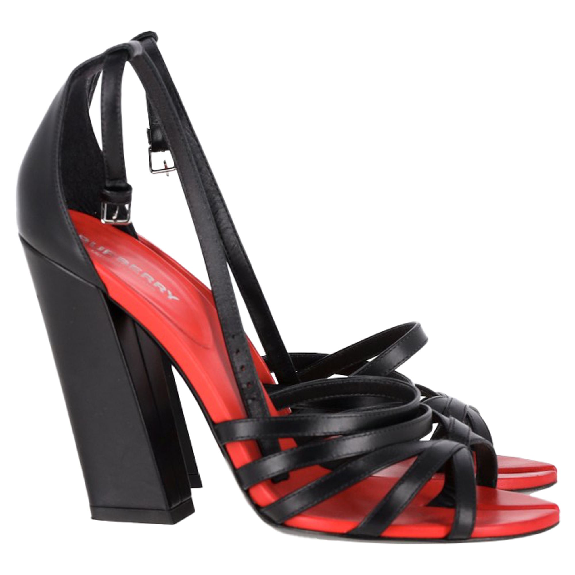 Burberry Hove Chunky Heel Flip-Flops i Svart Kontaläder