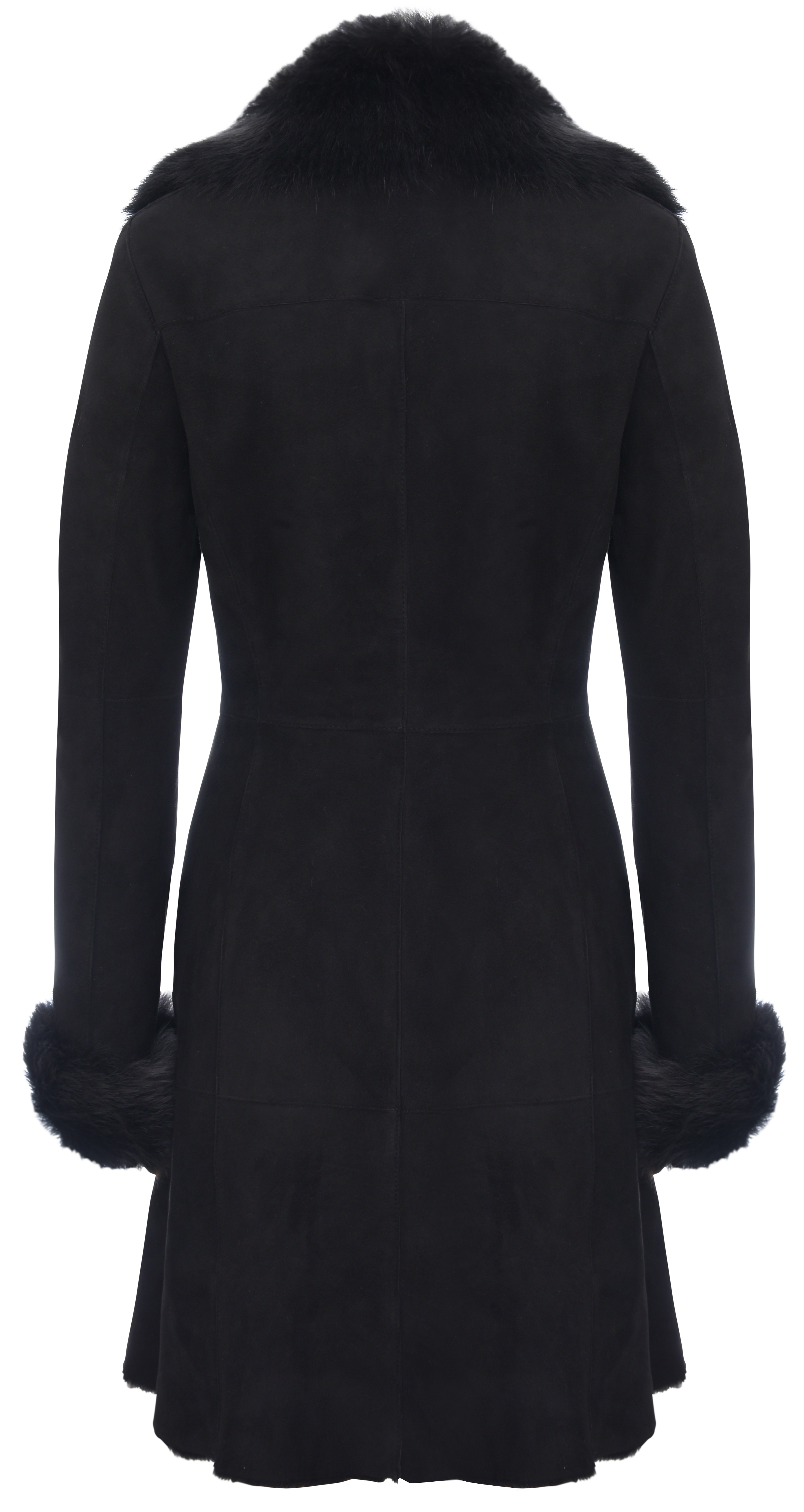Infinity Leather Mantel i mocka, merino och shearling för damer med Toscana-krage-Hanoi pälsjackor – bild 2