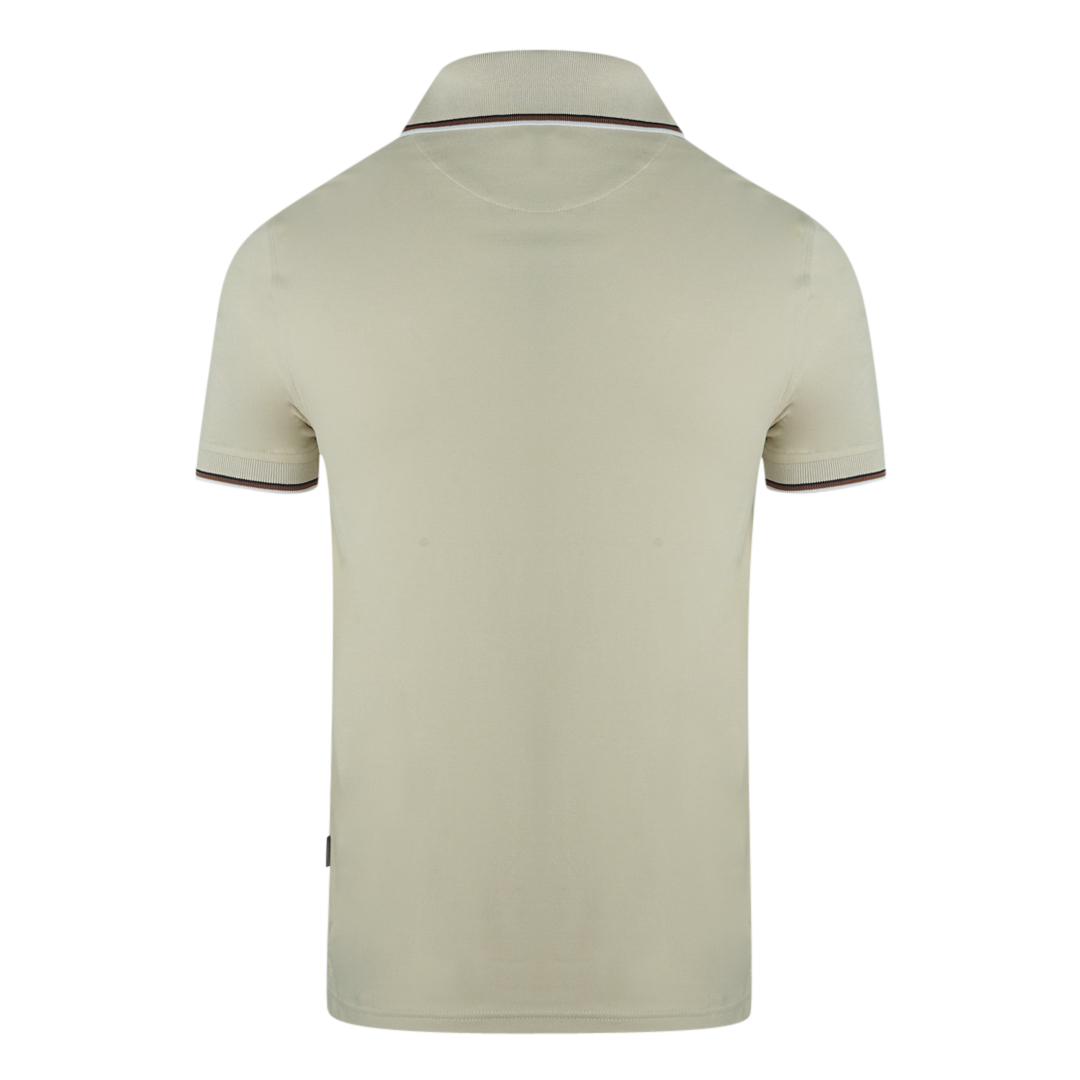 Aquascutum Brand Logo Beige Polo Shirt pikéer herr – bild 2