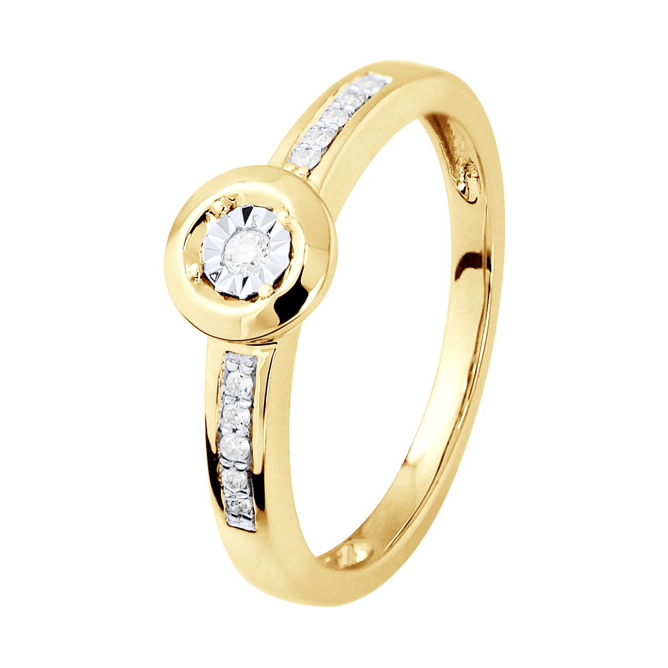 Diamond Solitaire Ondersteund 0070 Cts Illusion 1 Ct Geel Goud - Maat N-image