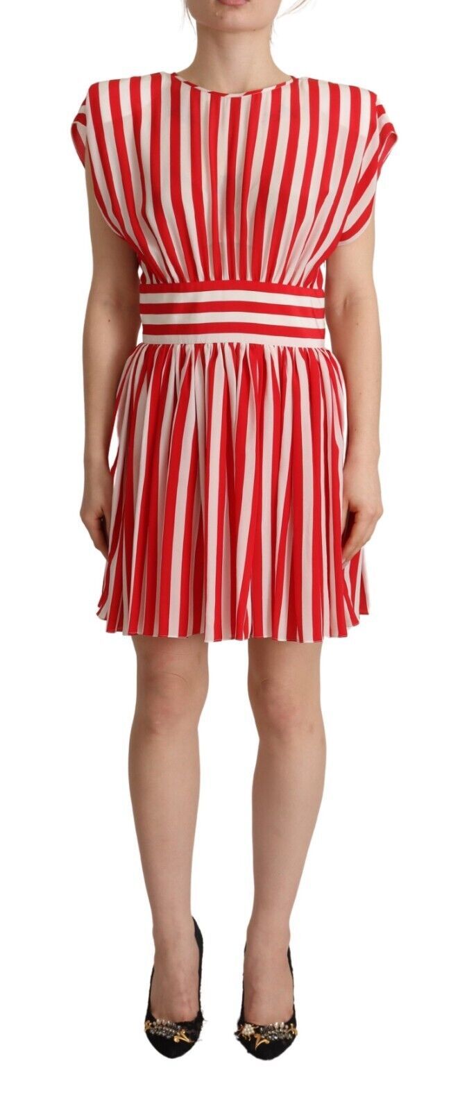 Dolce & Gabbana Red White Stripes Silk Mini A-line Womens Dress – Size Small