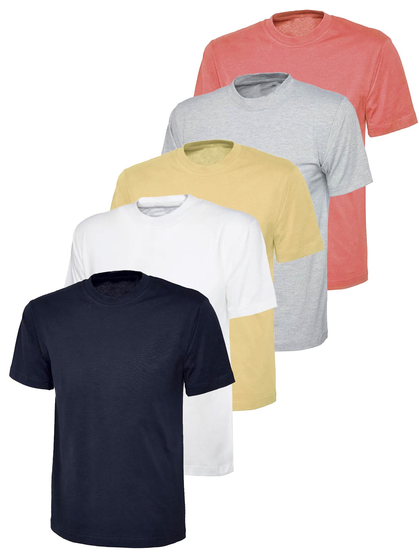 Thumbnail - Kruze | Damen T-Shirts mit Rundhalsausschnitt (5er-Pack) - Marineblau/Grau/Weiß/Rosa/Hautfarbe