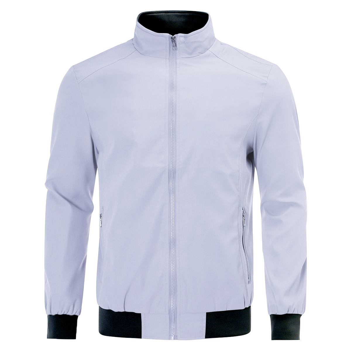 Heren Bomberjack met opstaande kraag, overgangsjack voor de herfst, casual sportjack lichtgrijs