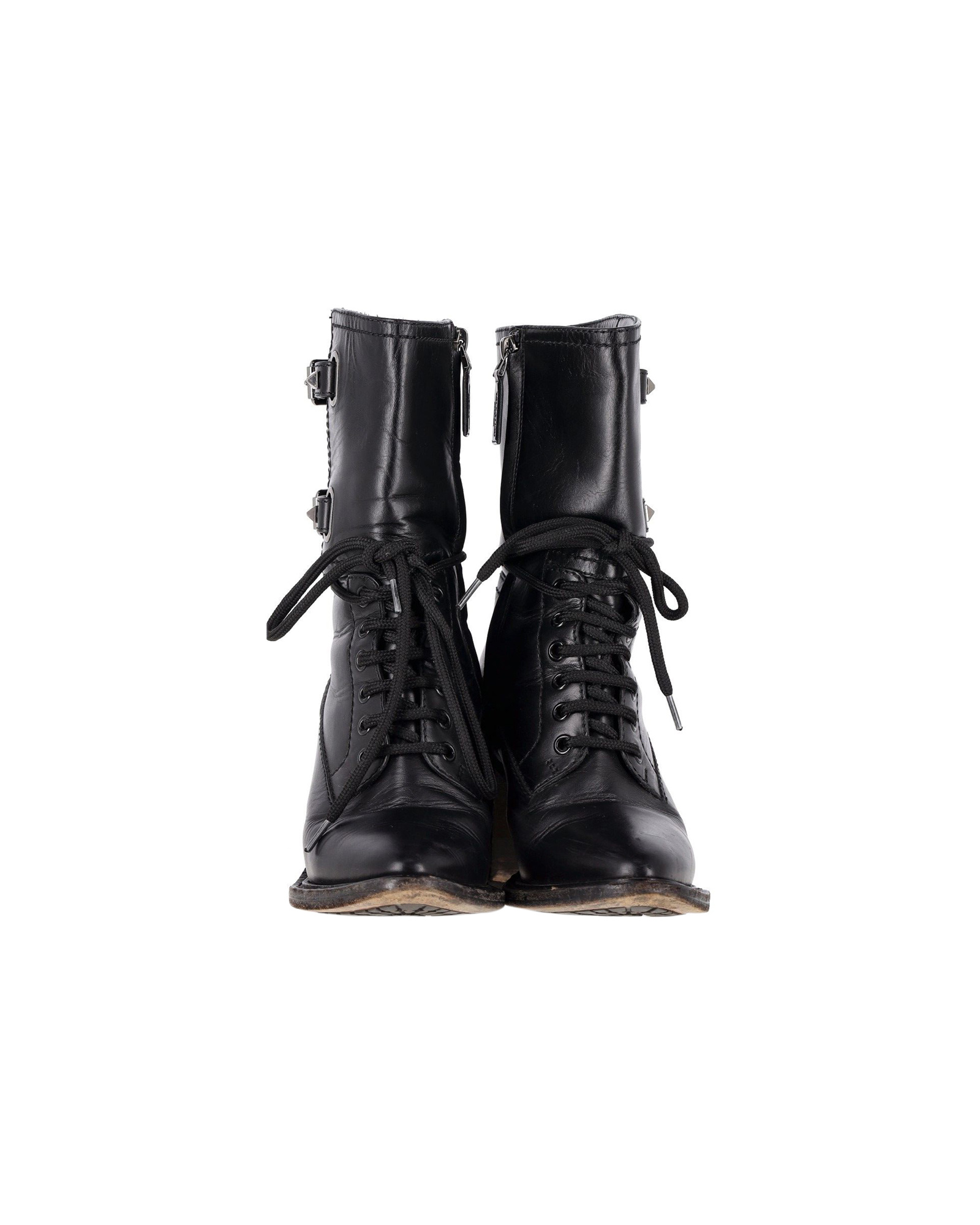 Valentino Pre-owned Valentino Garavani Rockstud Dubbelspänne Klackstövlar i Svart Läder dam – bild 2