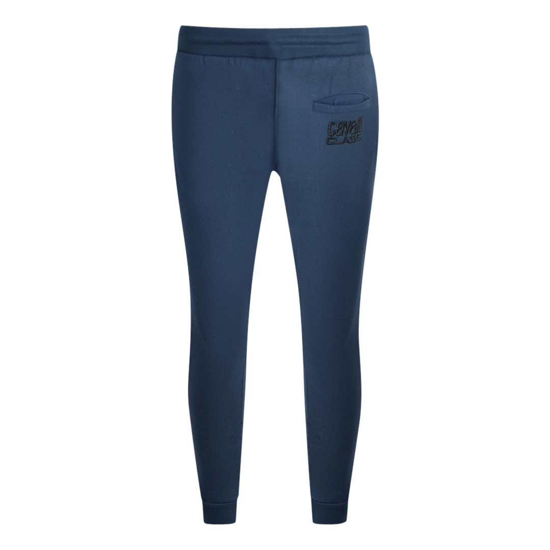 Roberto Cavalli Class Tryckt Logotyp Mörkblå Sweatpants byxor herr – bild 2