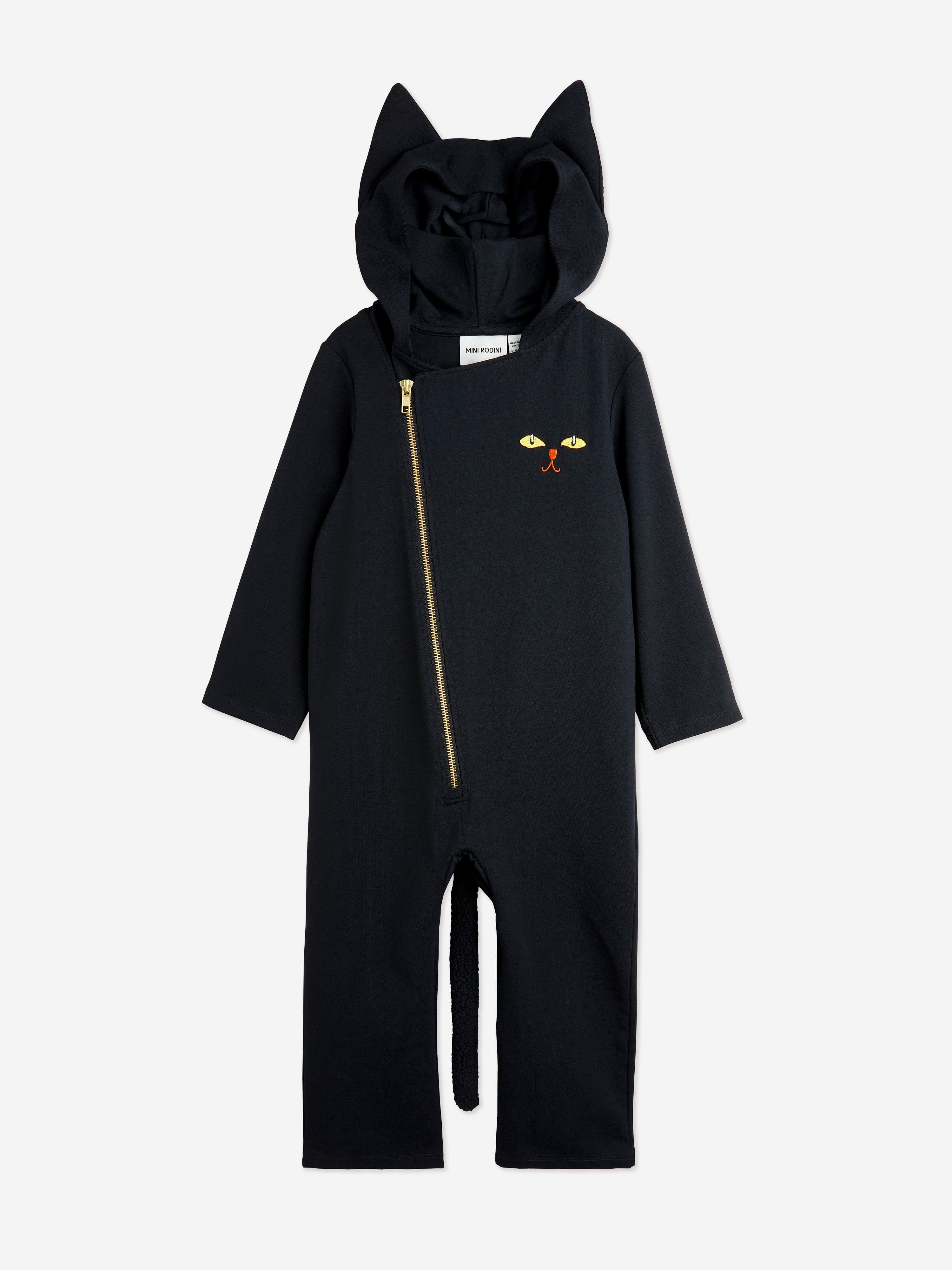 Mini Rodini Kids Unisex Catsuit Onesie in Black – Size 5-7Y