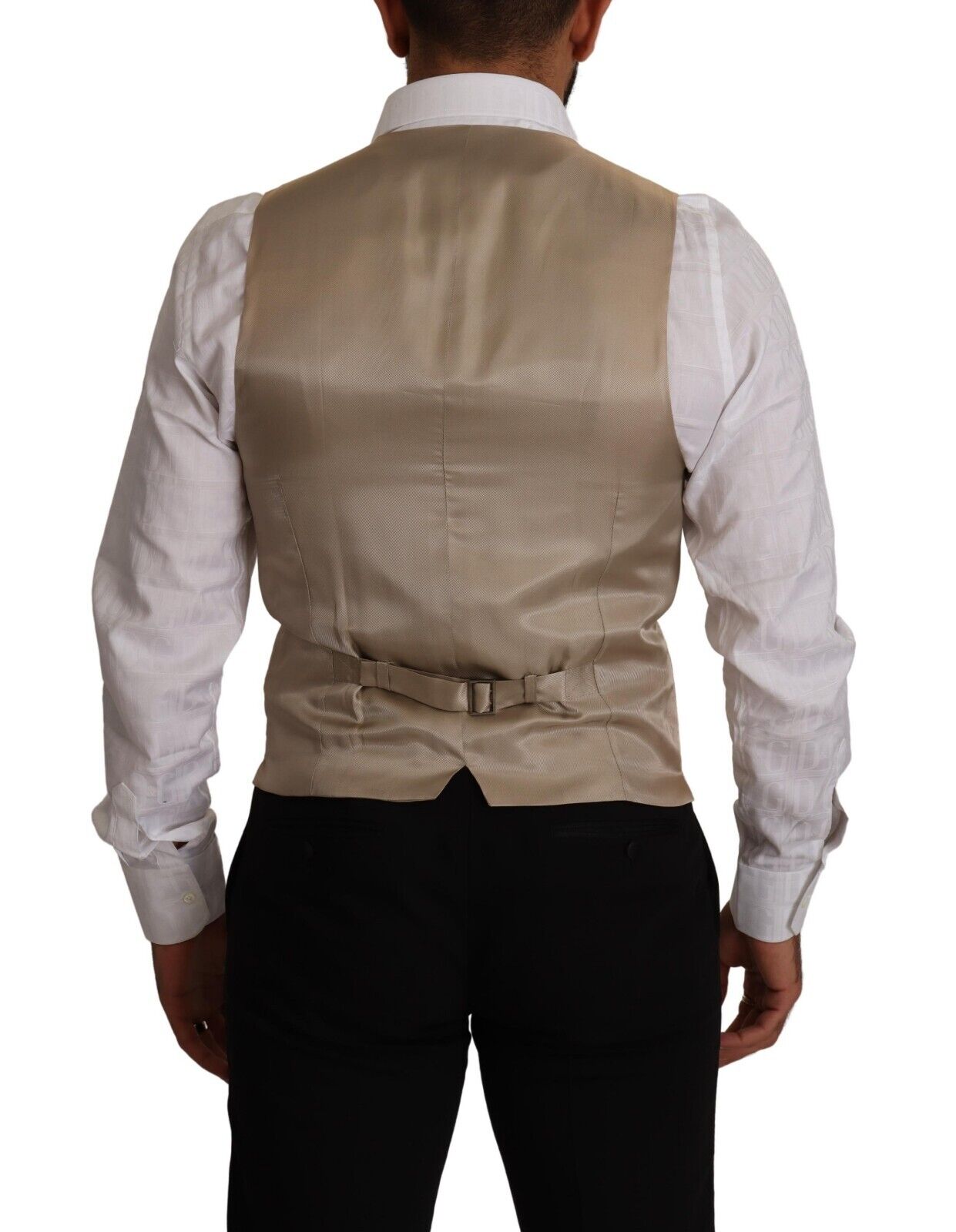 Dolce&Gabbana Herrers Beige Bomull Silke Slim Fit Västar kostymvästar – bild 2