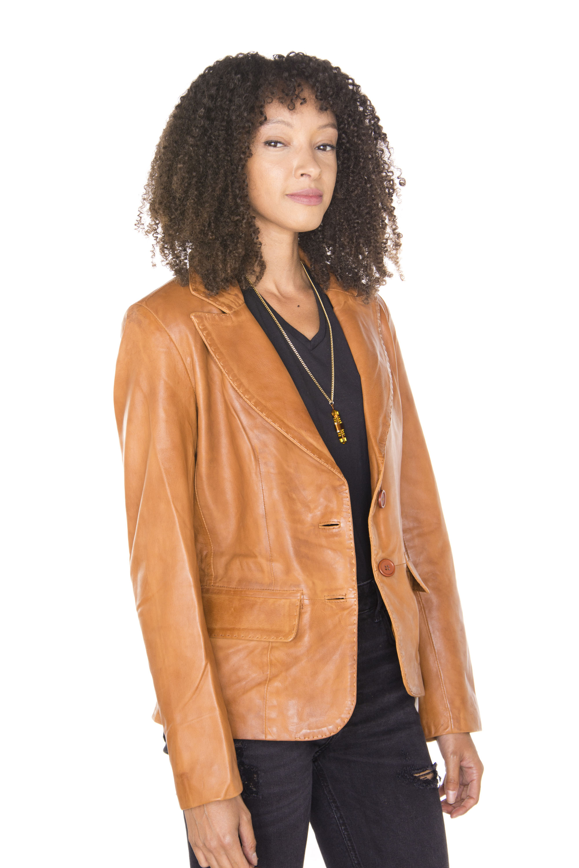 Infinity Leather Blazerjacka i läder för kvinnor-Seregno dam – bild 2