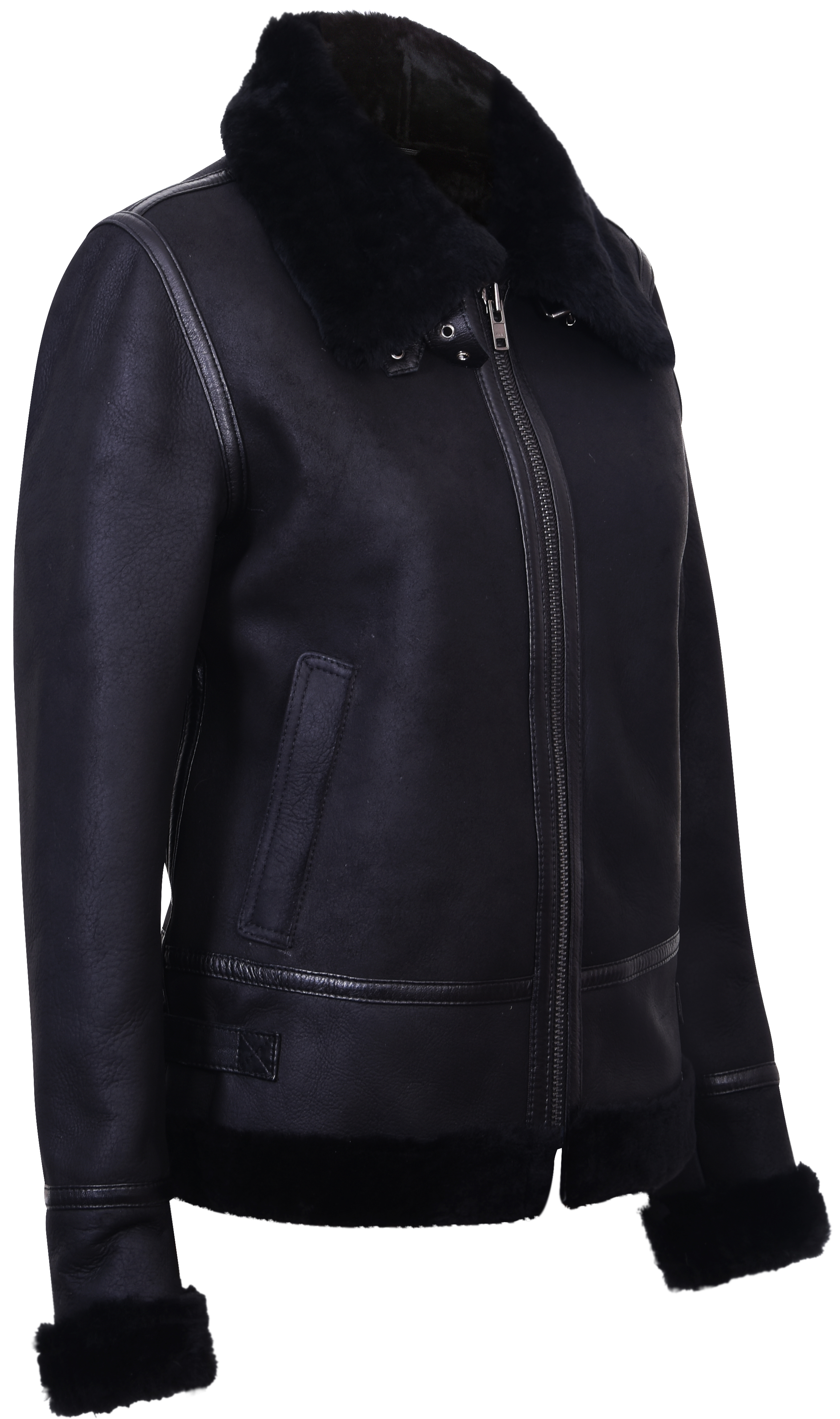 Infinity Leather Dam Svart B3 fårskinnsjacka i läder-Campinas – bild 2