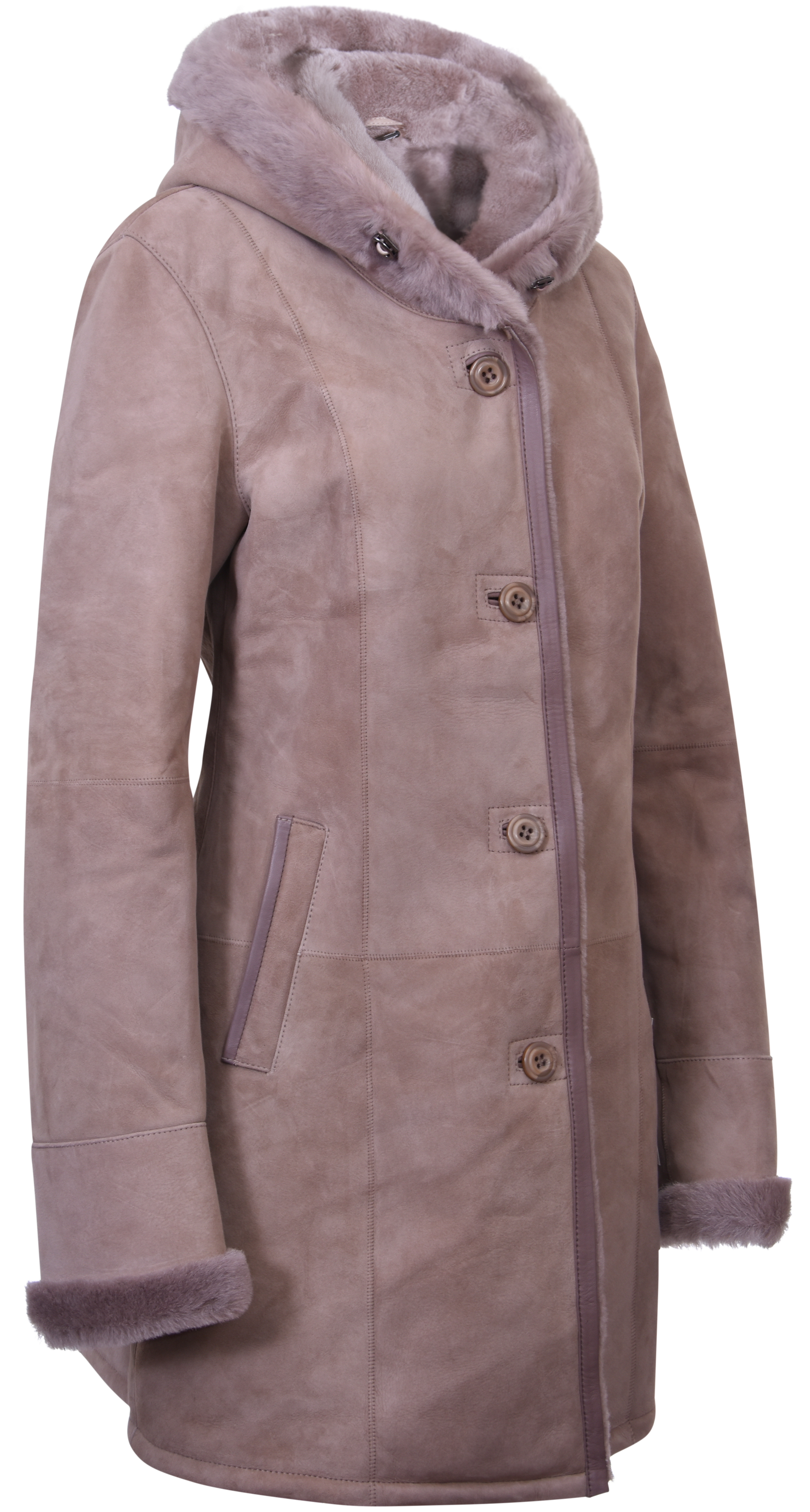 Infinity Leather Parkacoat i mocka, merino-fårskinn, dam Tripoli pälsjackor – bild 4
