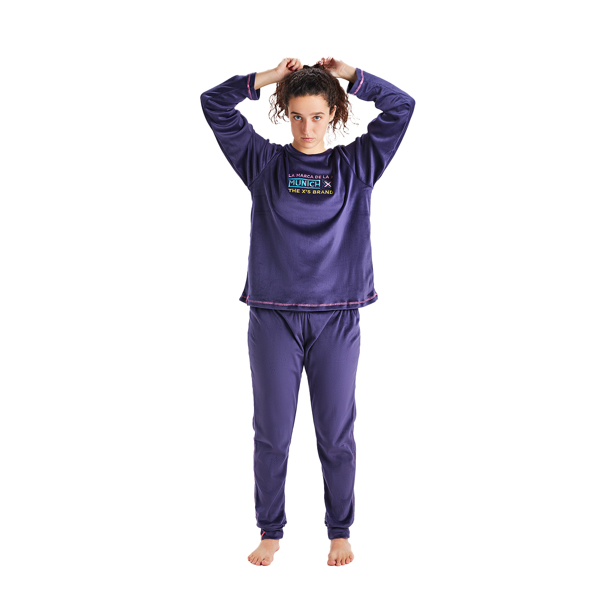 Thumbnail - MU5 Damen-Winterpyjama aus Samt mit langen Ärmeln