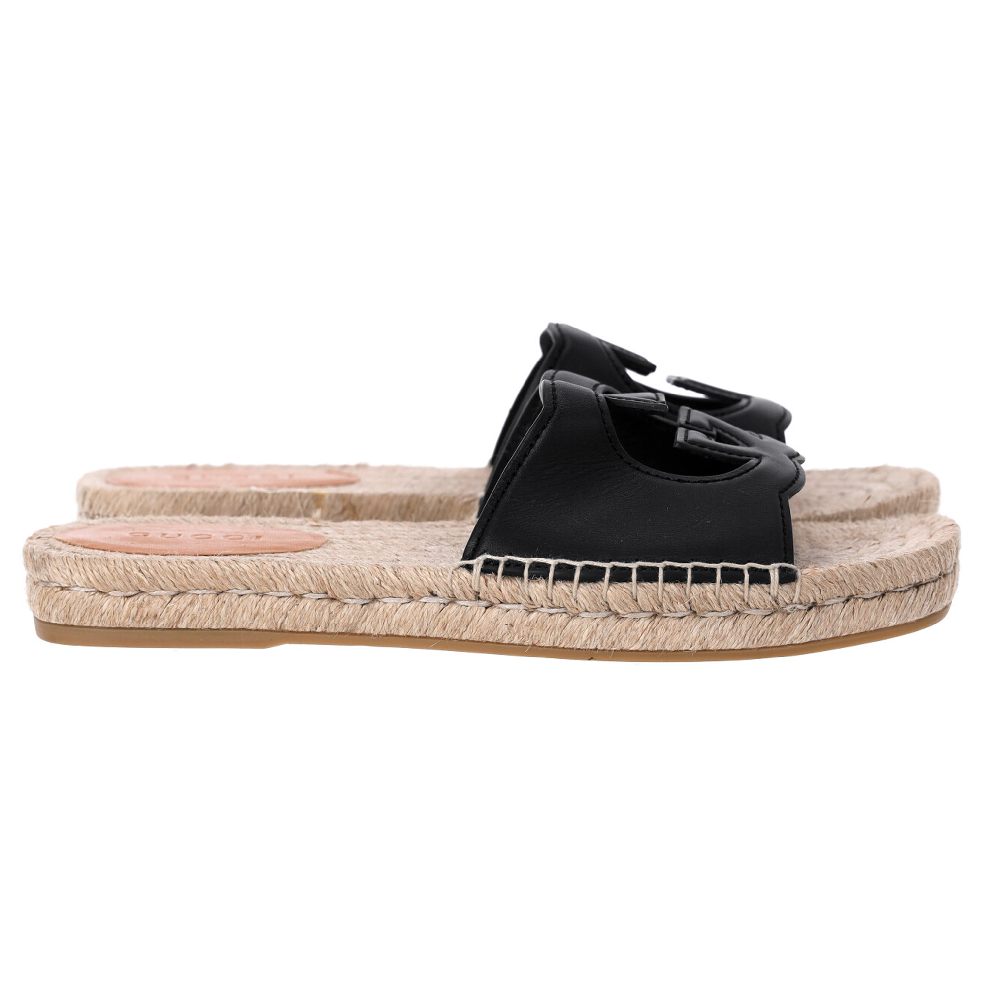 Gucci Pre-owned Mens Interlocking G Espadrilles in Black Leather – Size UK 8