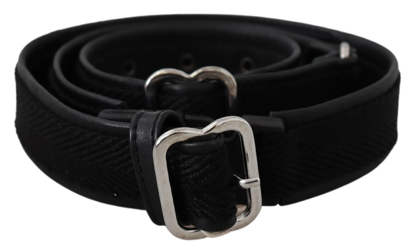 GF Ferre Ceinture pour femmes en cuir noir avec boucle en métal argenté chromé