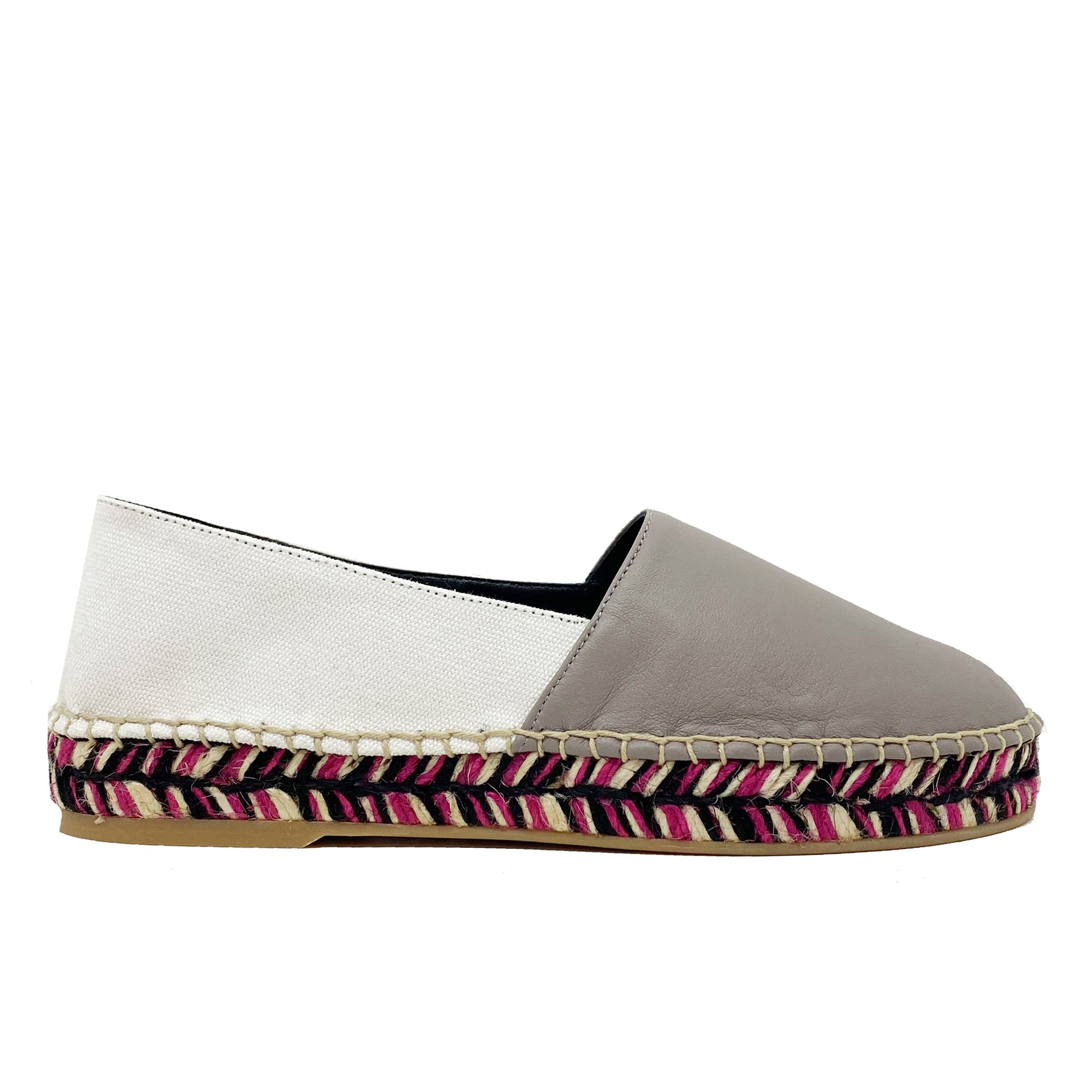 Thumbnail - Espadrilles en cuir blanc cassé