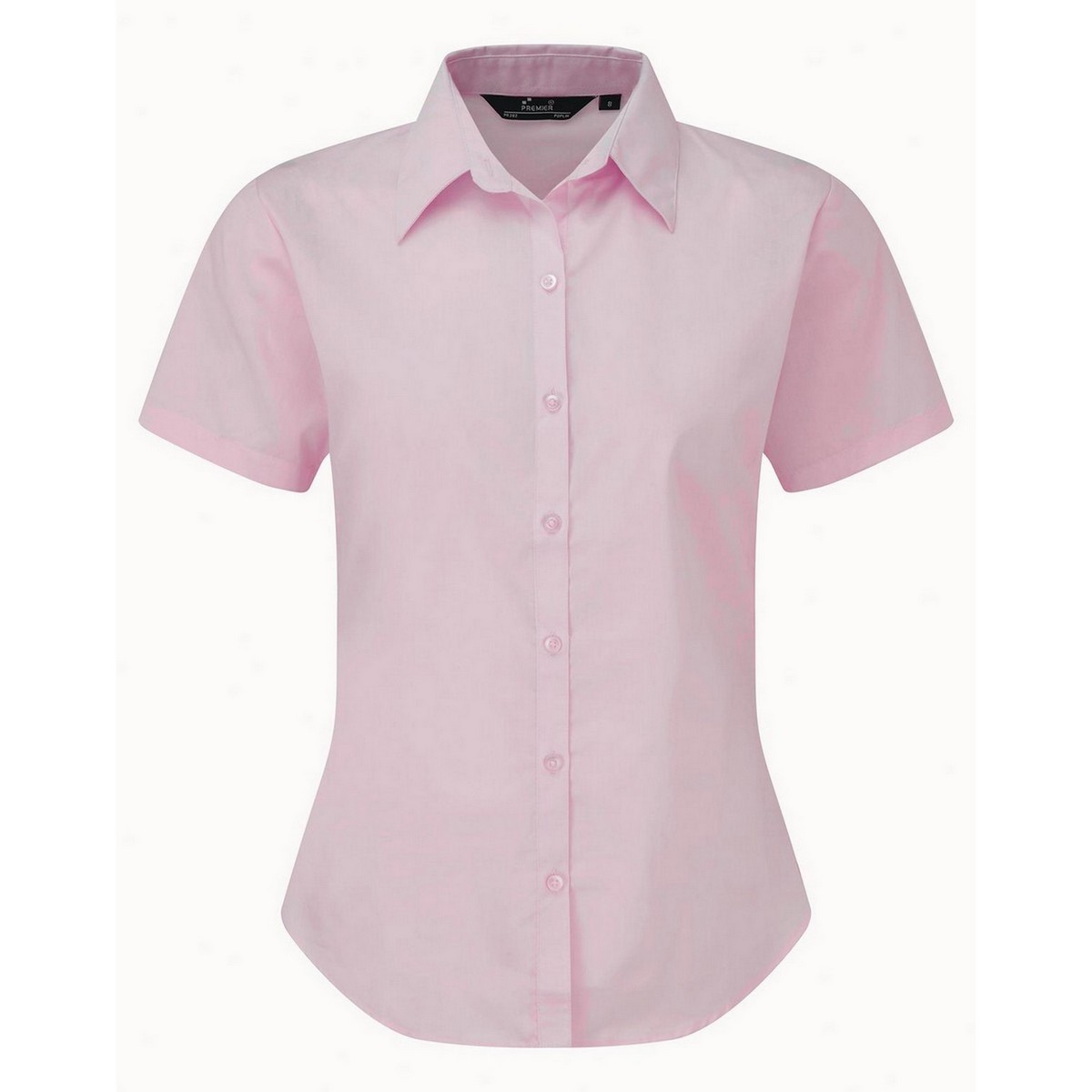 Thumbnail - Premier Damen Kurzarm Popeline Bluse / Arbeitshemd (Rosa)