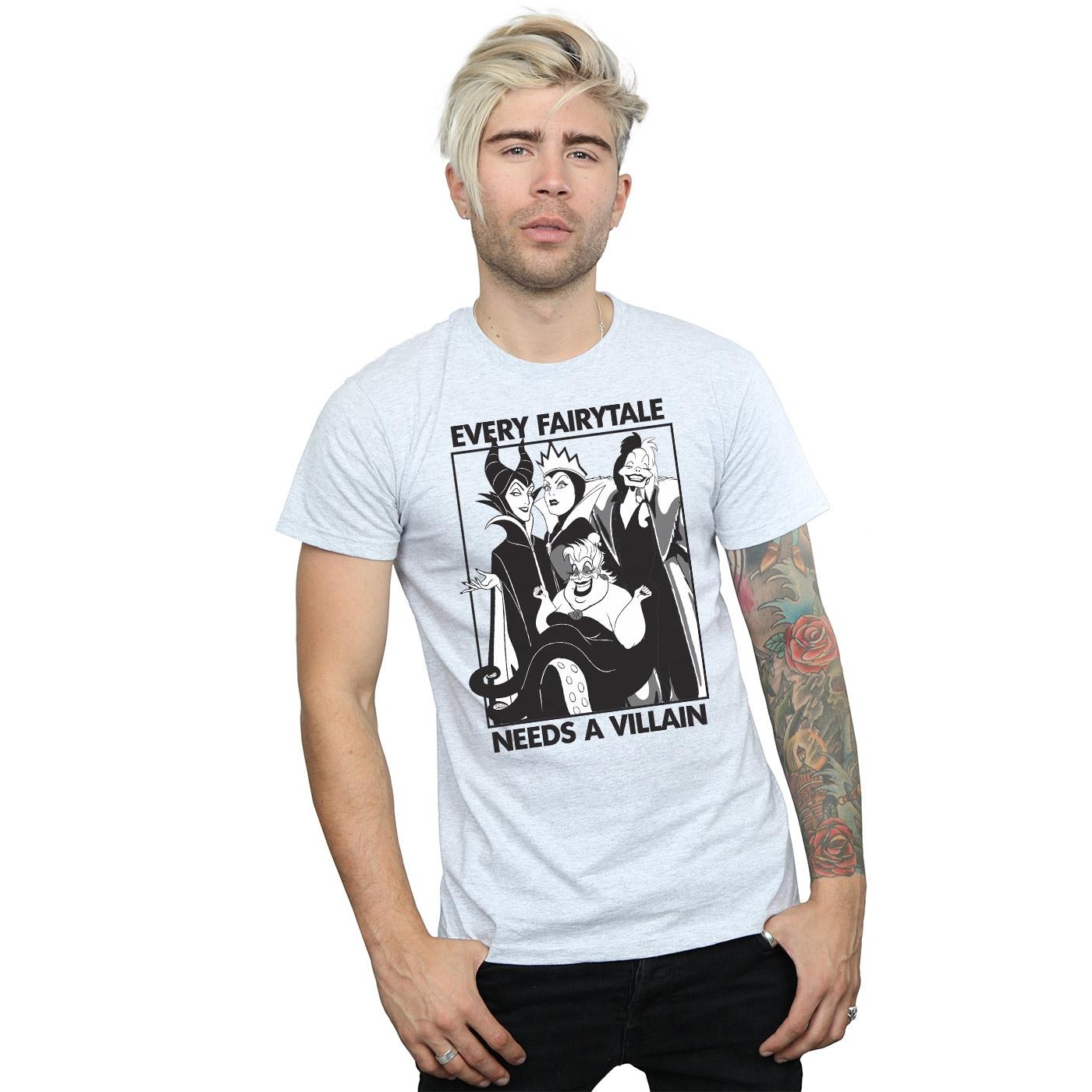 Disney Mens Every Fairy Tale Needs A Villain Cotton T-Shirt (Sports Grey) herr – bild 2