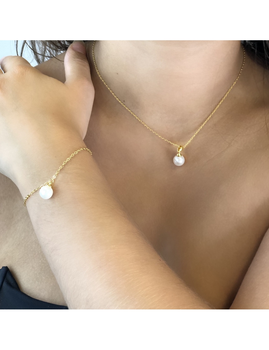 MYC Paris Full Moon Crystal Pearl Set guld och kristall halsband dam – bild 2