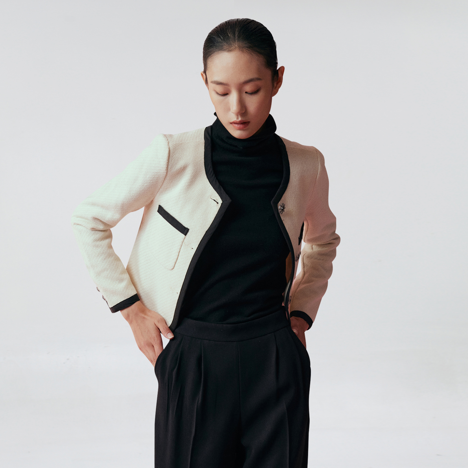 Smart & Joy Crop kontrasterande biasjacka dam – bild 2
