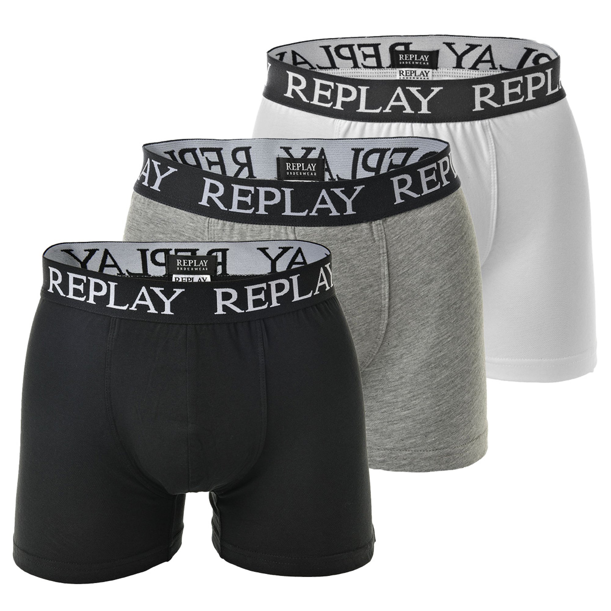 Replay - Boxer Basic Cuff Logo 3 Pack - Heren Boxershorts-XXL