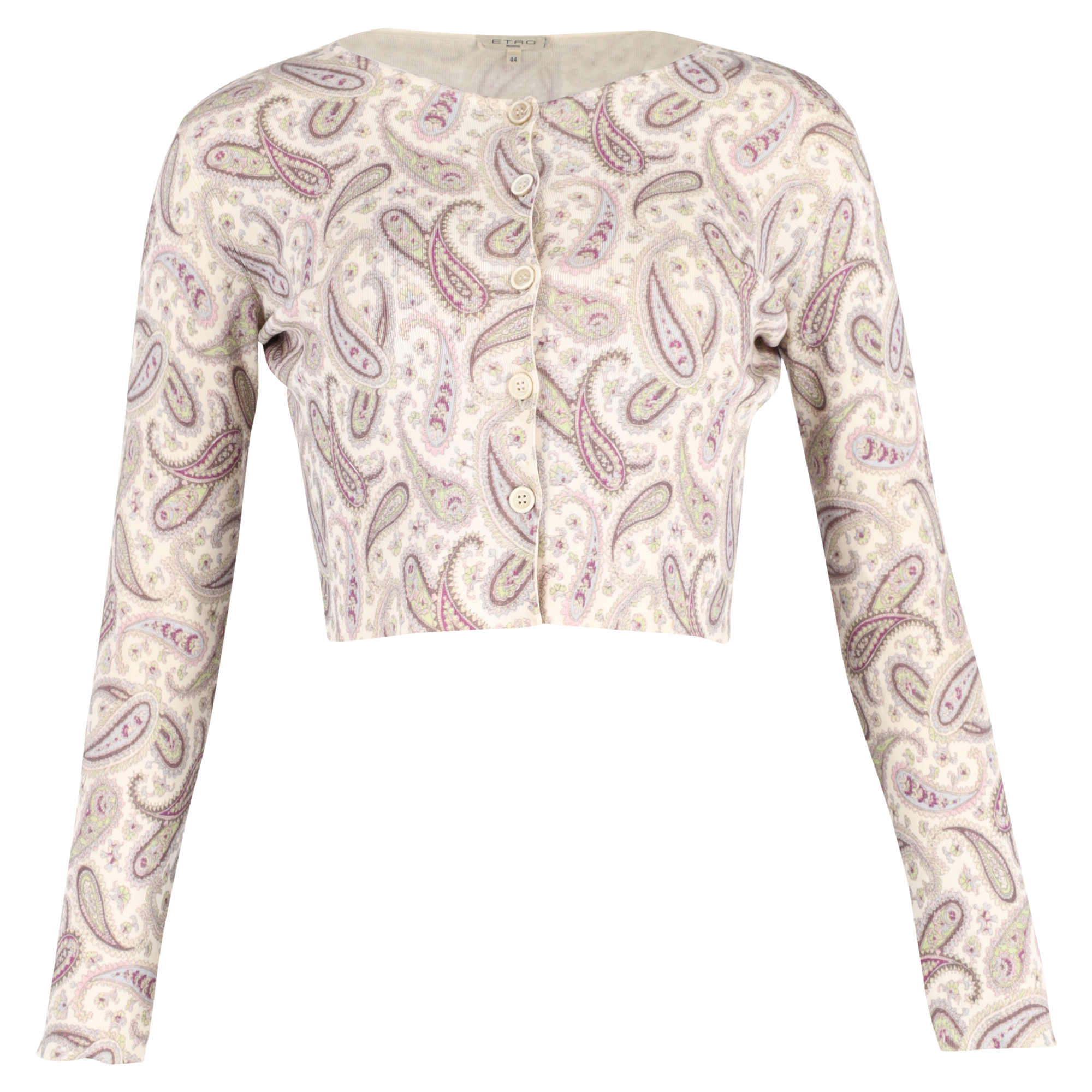 Etro Kort Paisley Kofta i Beige Ull