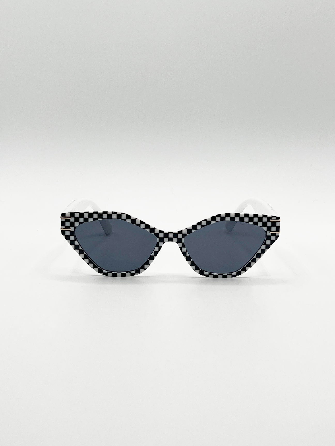 SVNX Womens Angular Sunglasses in Black and White Check - One Size