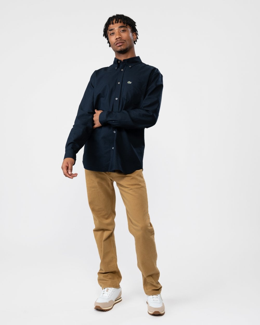 Lacoste Mens Casual Long Sleeve Woven Shirt - Navy material_cotton - Size X-Large