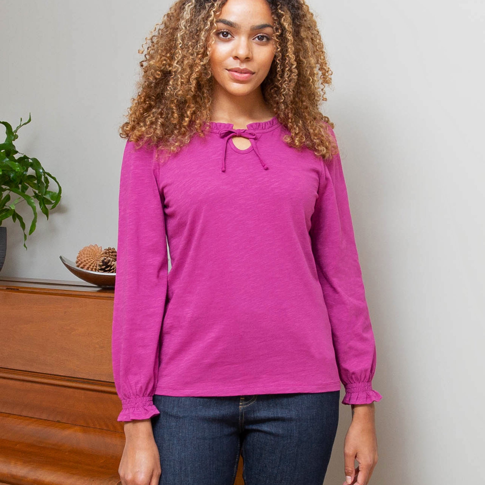 Kite Clothing Womens Abbas Blouse Berry - Pink Cotton - Size 10 UK