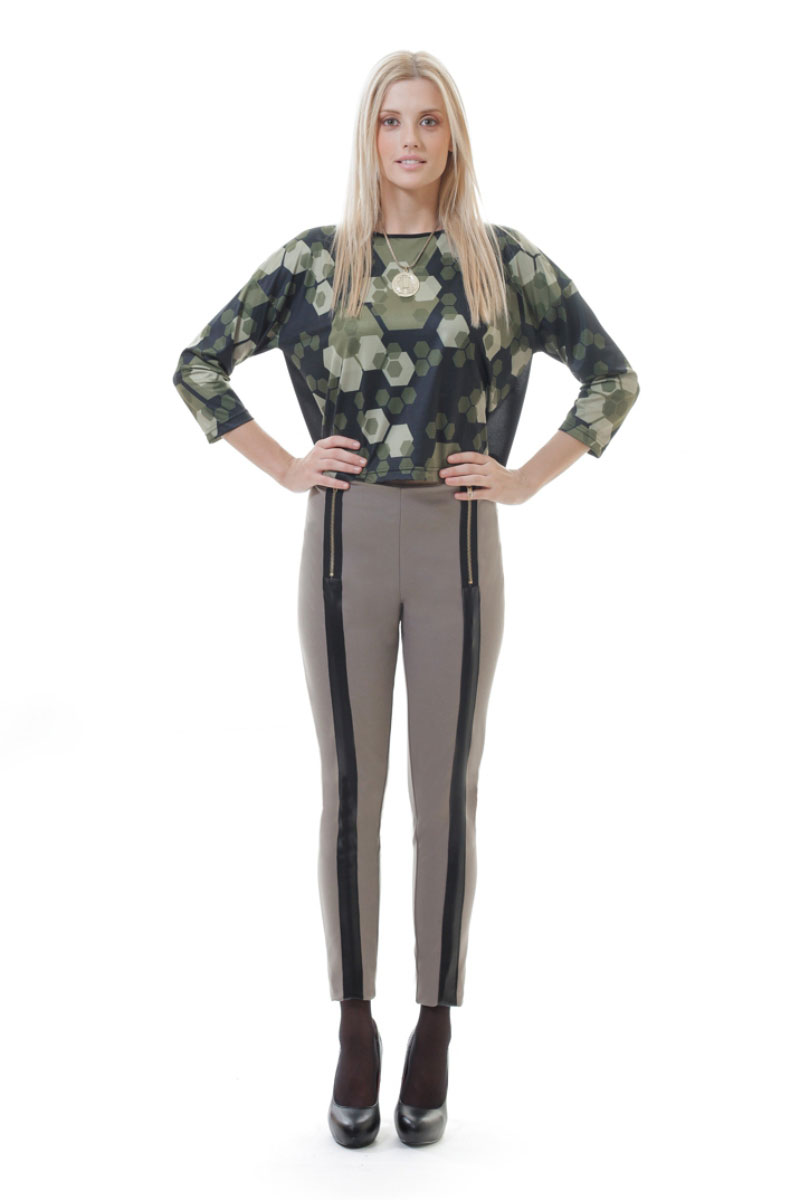Sheer Back Print Crop Top