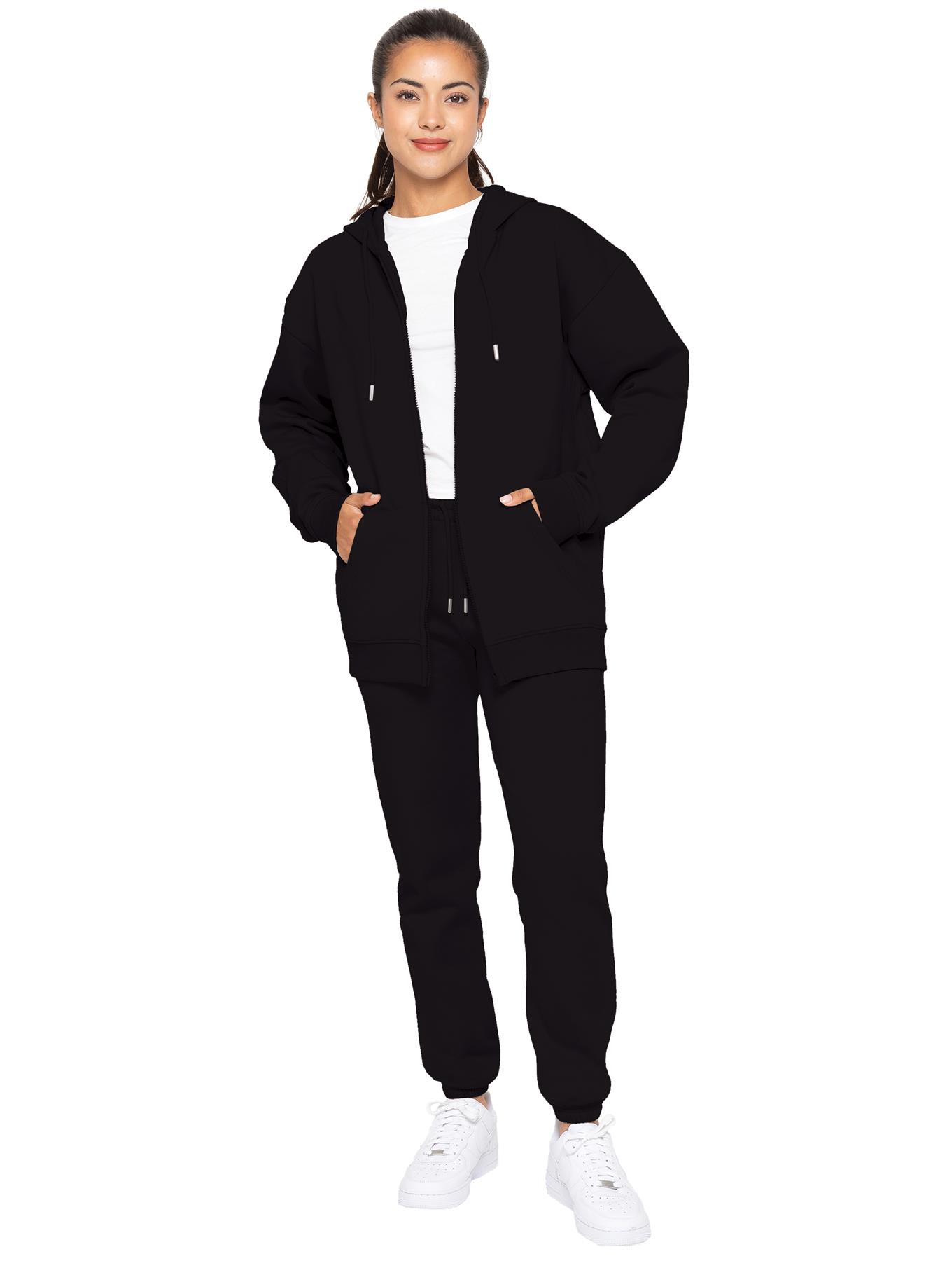 Thumbnail - Enzo | Womens Oversized Zip Hoodie Trainingsanzug Set