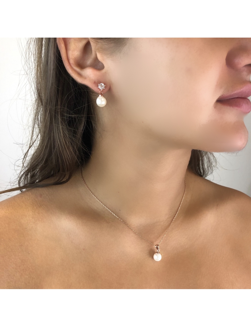 MYC Paris Pauline Full Moon Pearl Set med roséguld och kristaller örhängen dam – bild 2