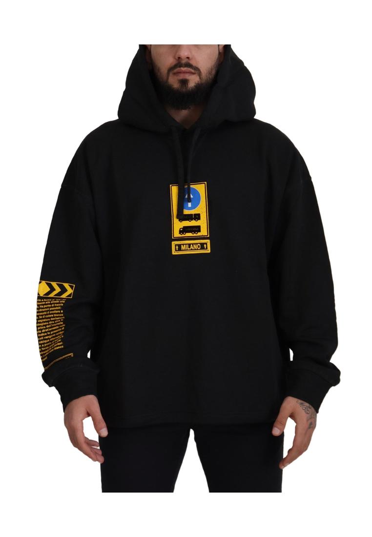 Thumbnail - Dolce & Gabbana Herren Schwarzer Baumwoll Hoodie mit DG Shield Pullover Sweatshirt