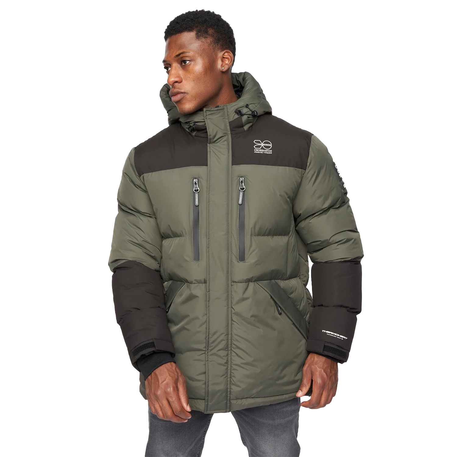 Thumbnail - Crosshatch - "Squadage" Jacke Verkleidet für Herren (Oliv)