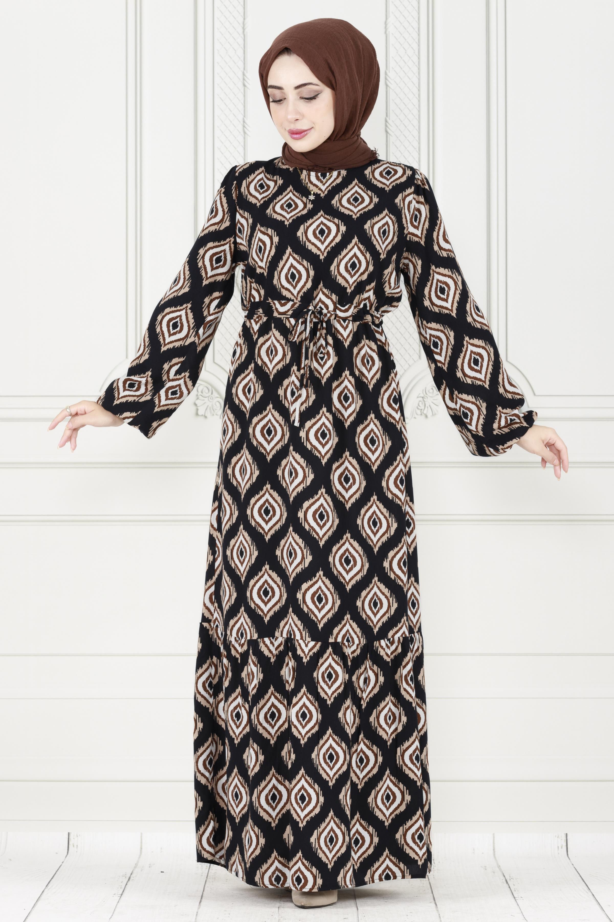 Thumbnail - ERockrockRüschenrock Ikat Print Viskose Kleid-VISKOSE