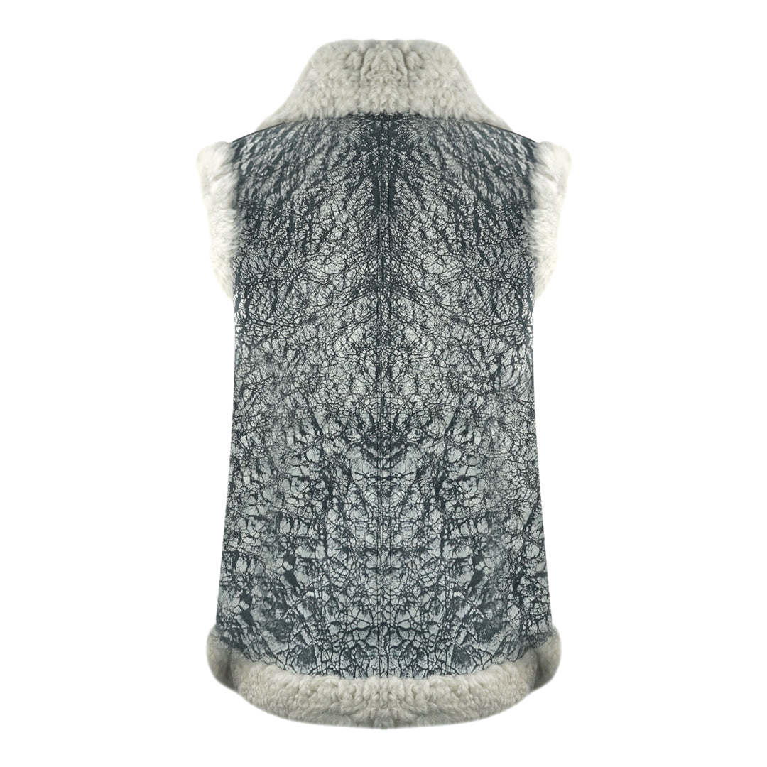 Parajumpers Sax Shearling Nine Iron Grey Leather Gilet västar dam – bild 2