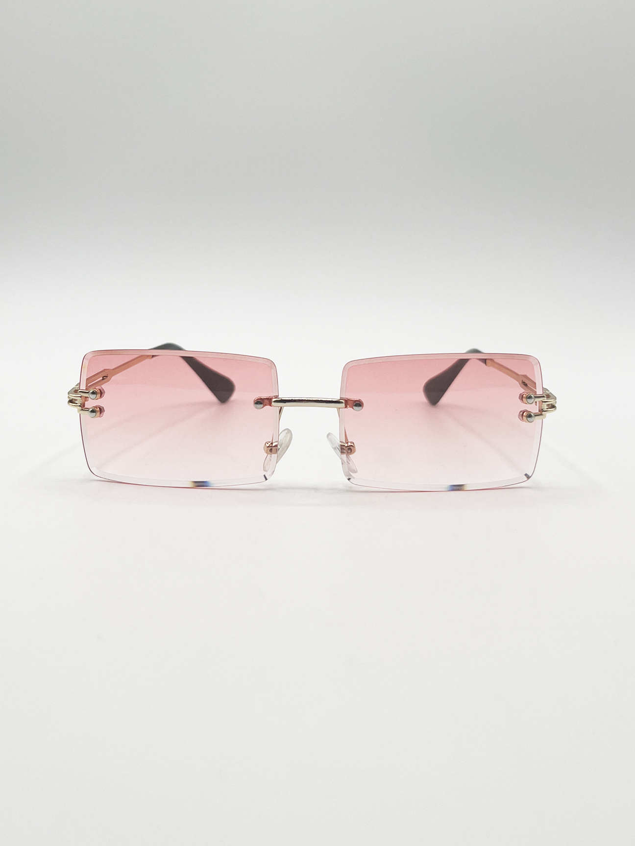 SVNX Womens Frameless Square Sunglasses in Pink Metal - One Size