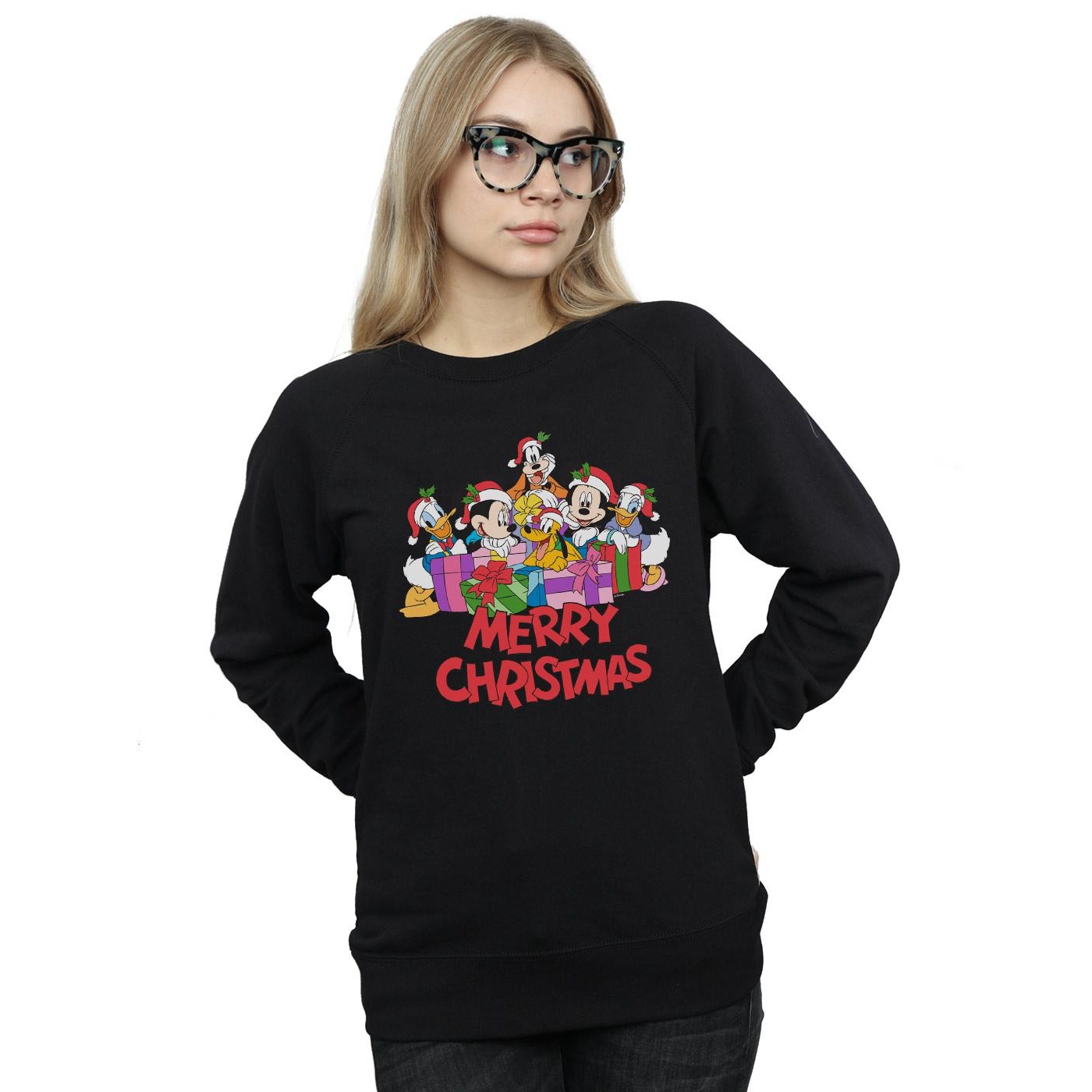 Disney Womens/Ladies Mickey Mouse And Friends Christmas Sweatshirt (Black) dam – bild 2