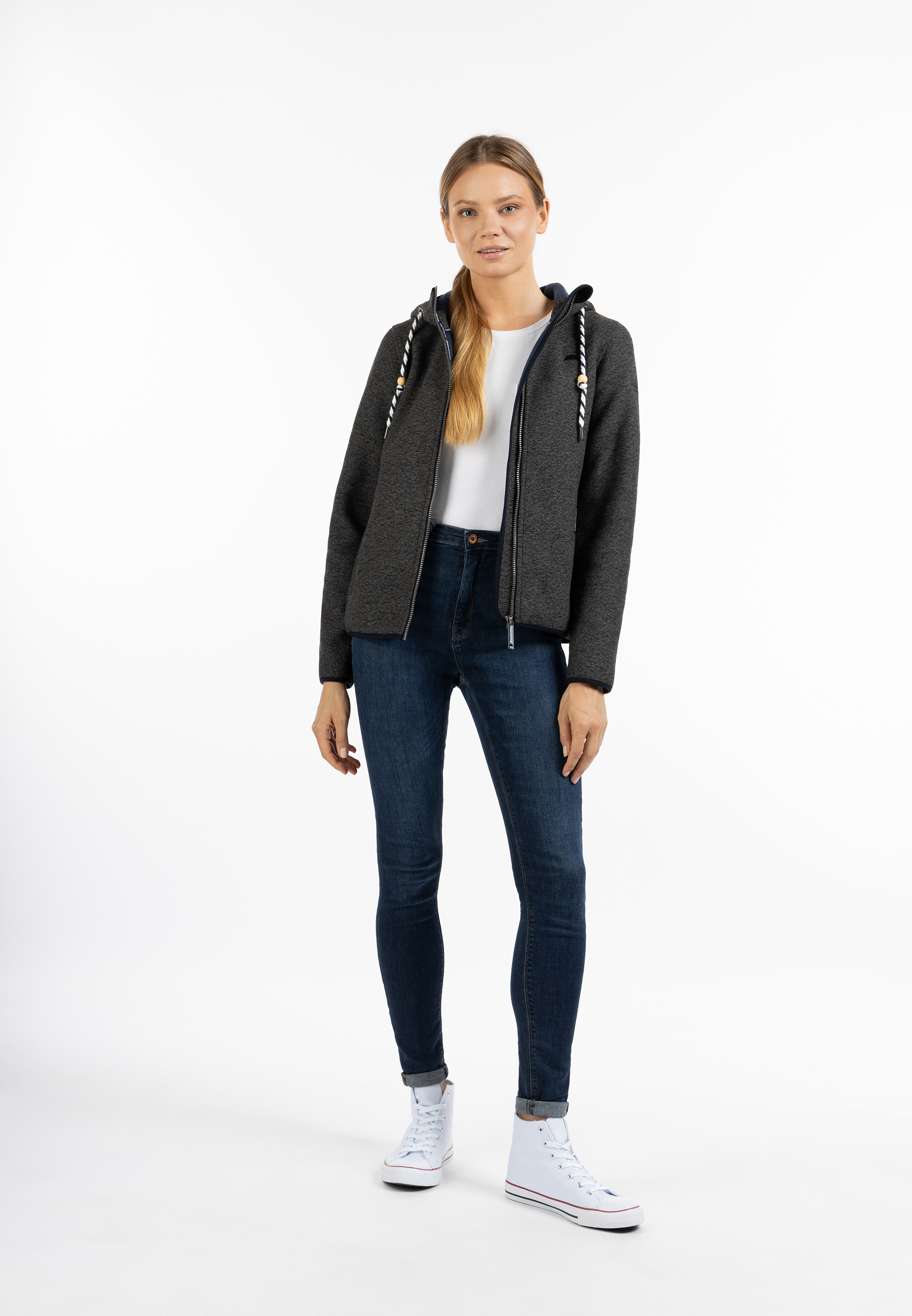 Schmuddelwedda Gebreide fleece jas Dames grijs melange