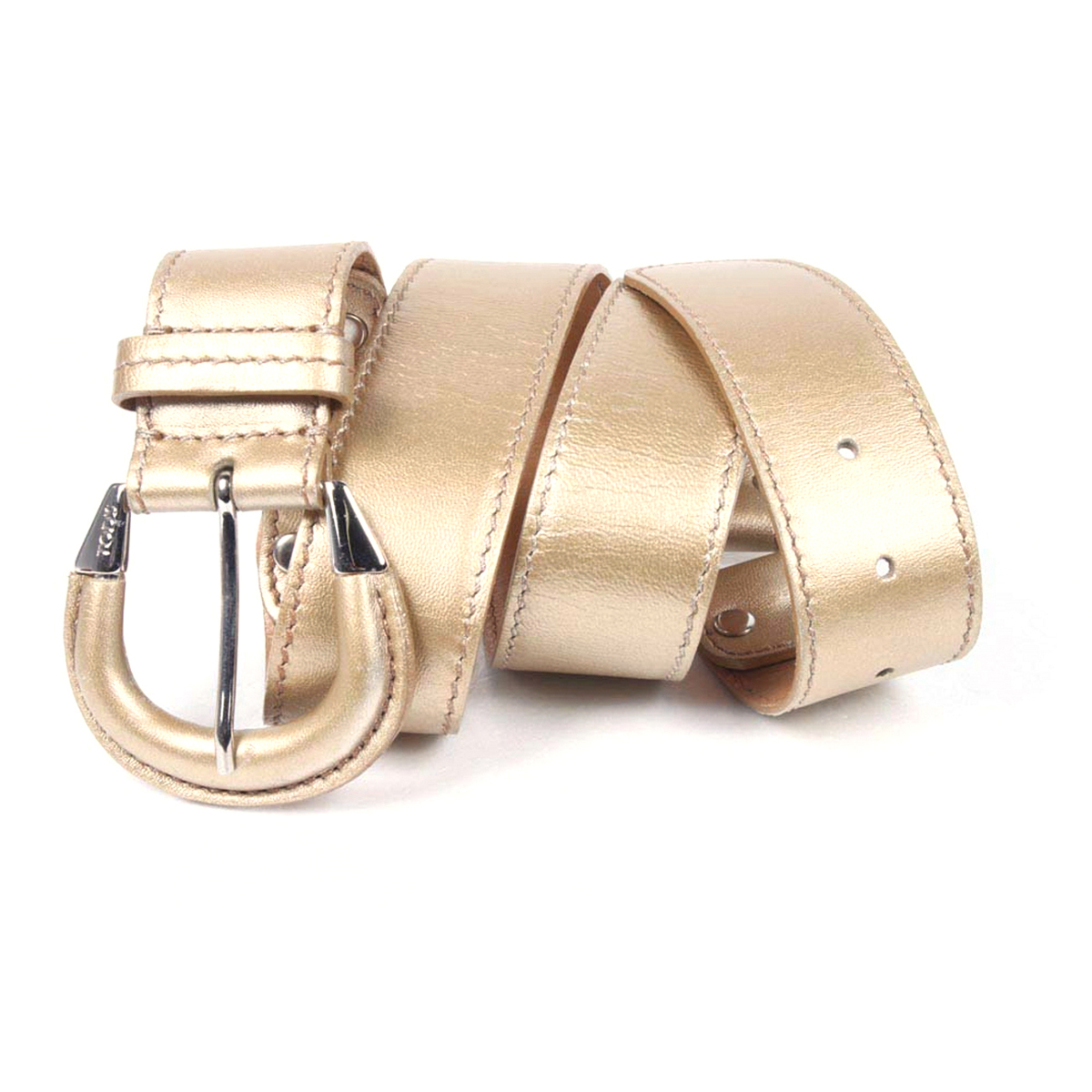 Tods Womens Leather Belt - Gold - Size 80 cm