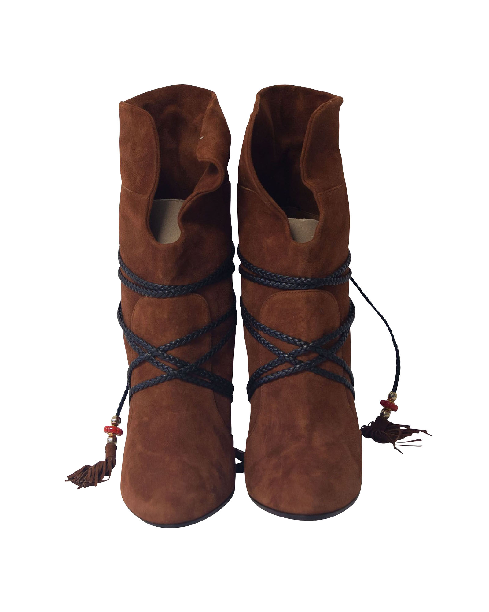 Aquazurra Pre-owned Aquazzura Moonshine Stövlar med Snörning i Brun Mocka dam – bild 2