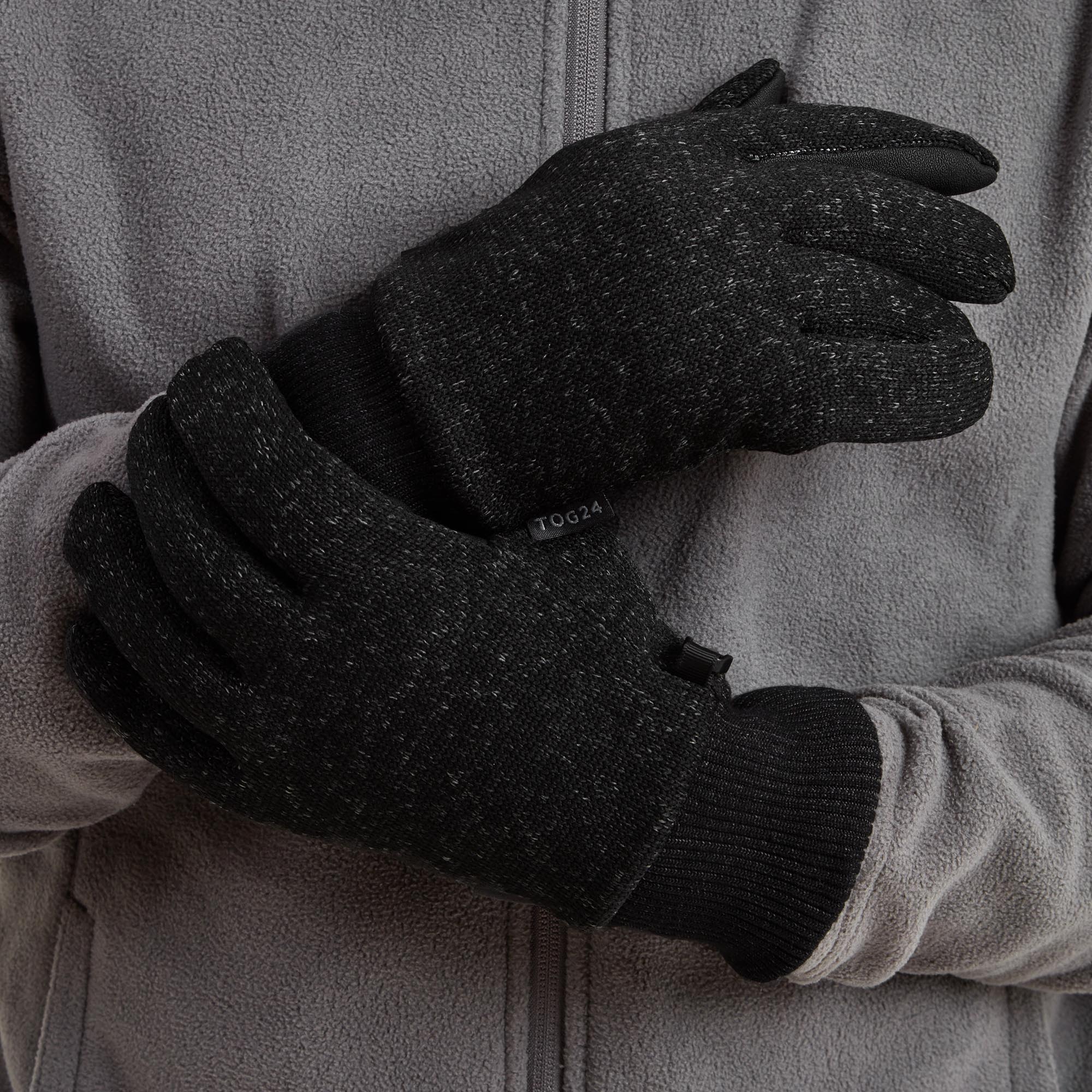 TOG24 Unisex Storm Powerstretch Gloves Black Marl - Size Small/Medium