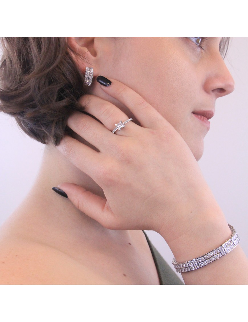 MYC Paris Enkel fyrkantig ring silver och kristall dam – bild 2